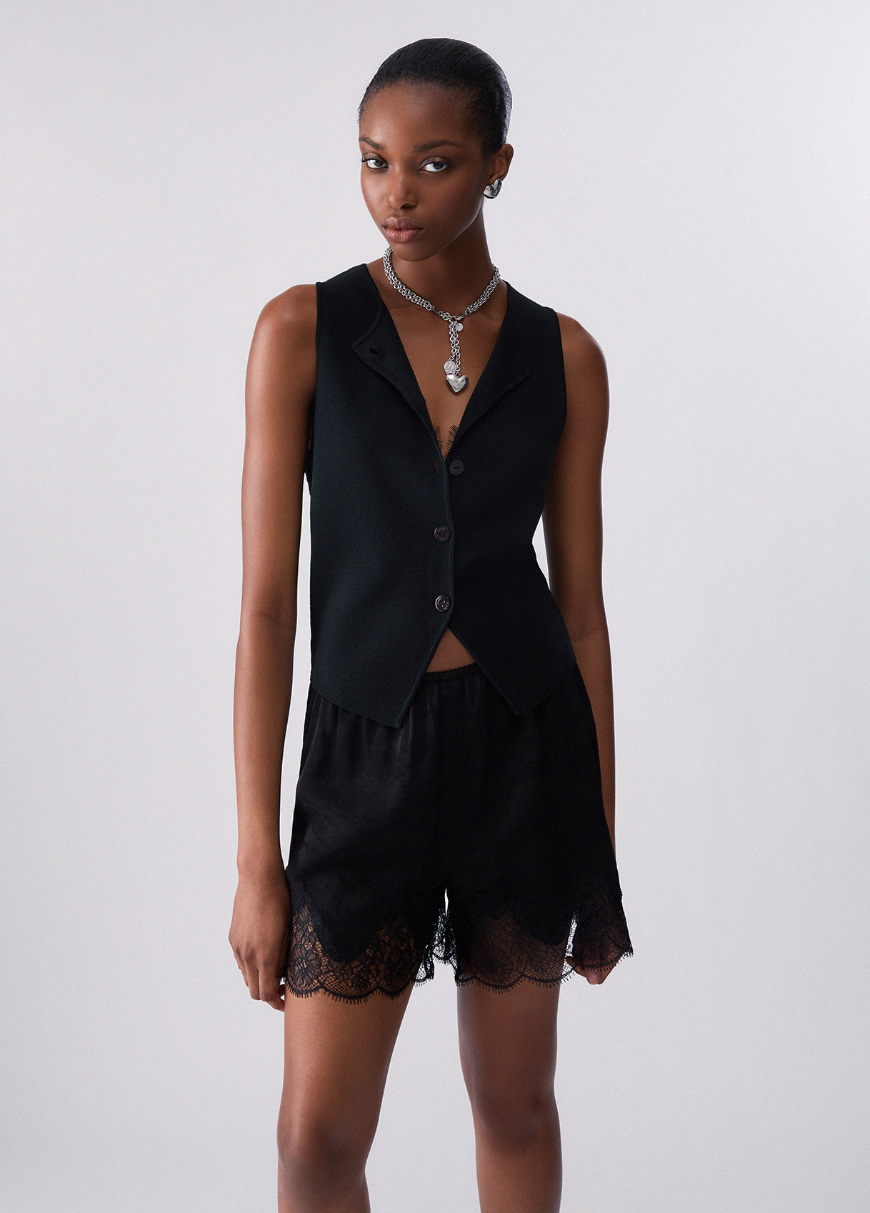 Liu Jo Knit Vest With Lace Detail