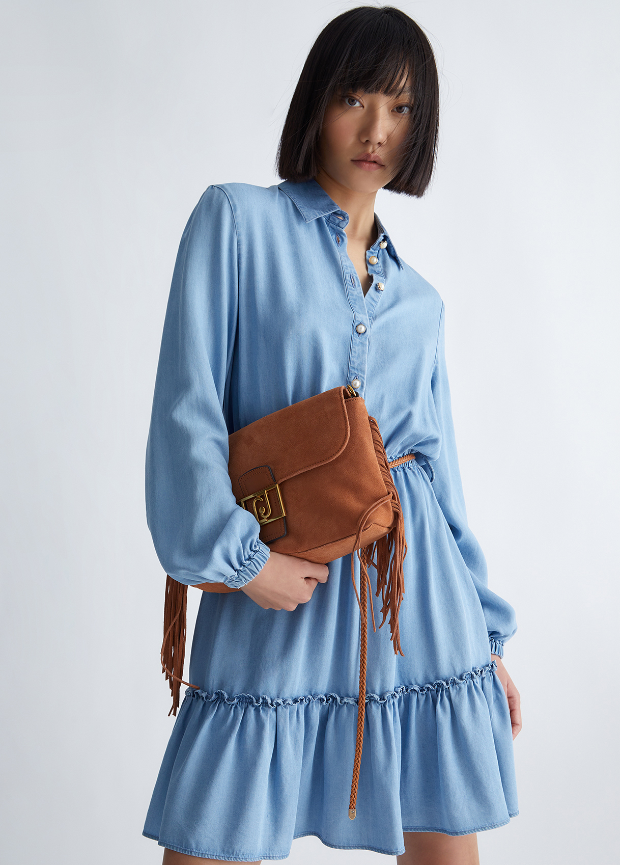 Liujo Robe Chemisier En Toile Denim