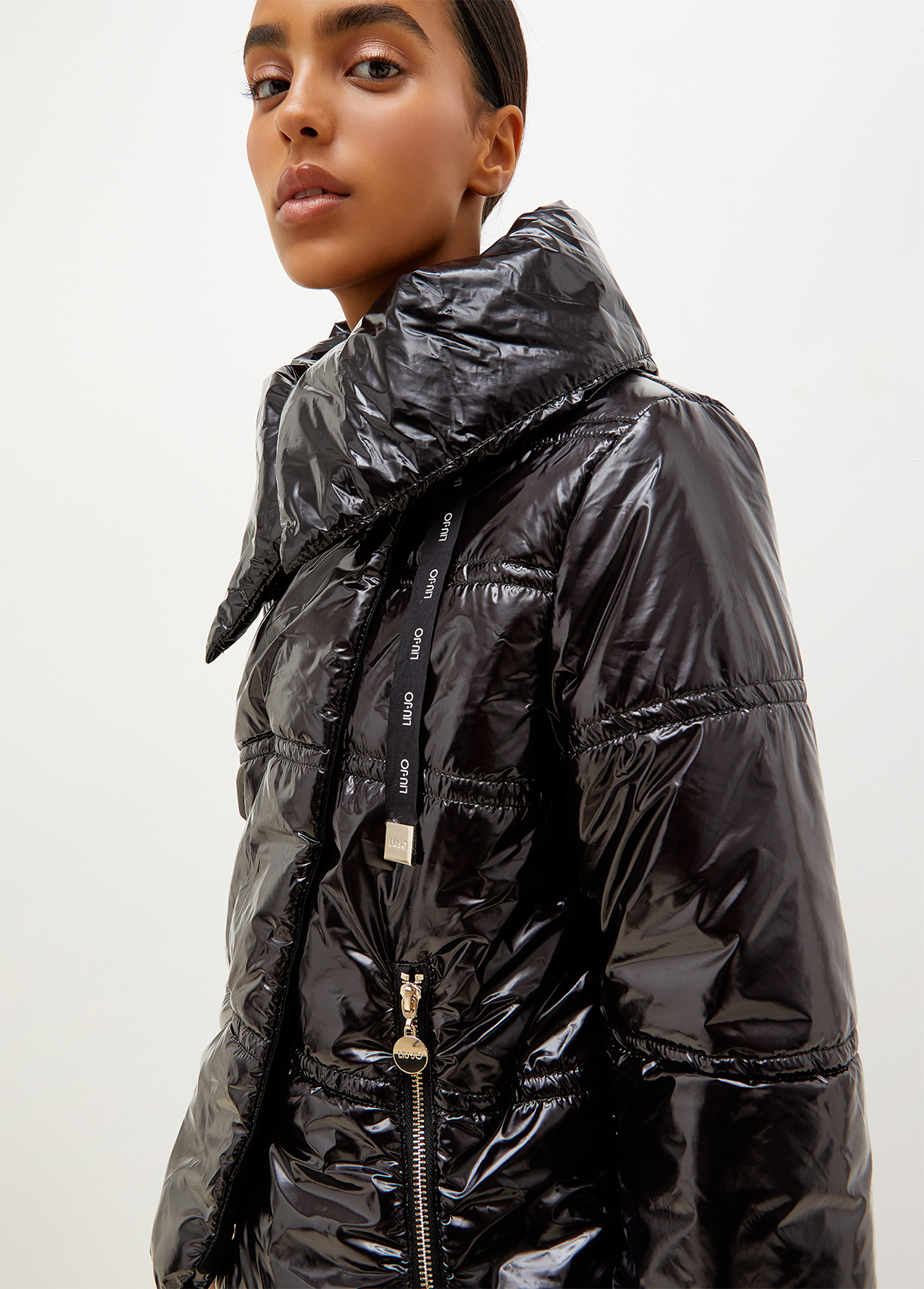 Padded glossy nylon jacket
