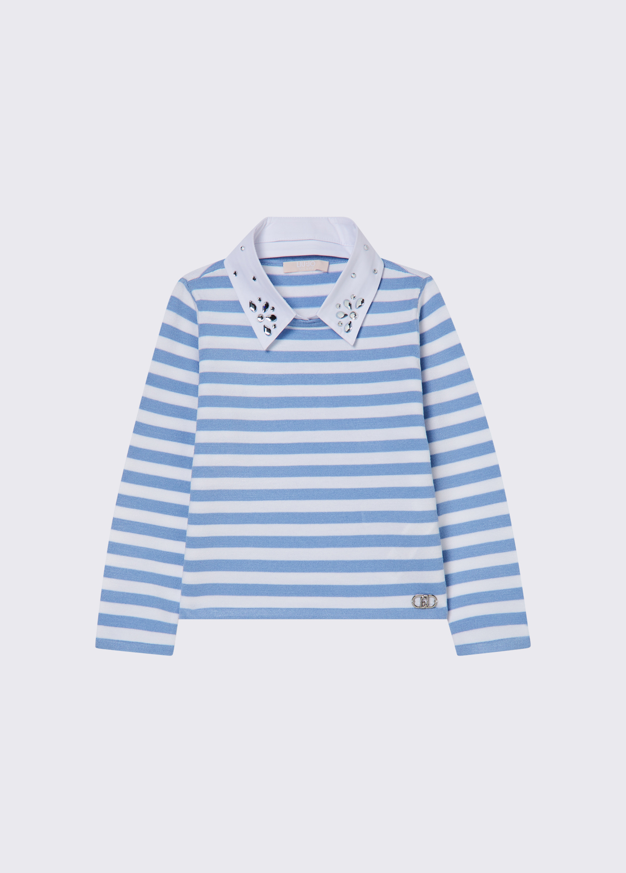 Liu Jo Striped Jumper With Bejewelled Collar