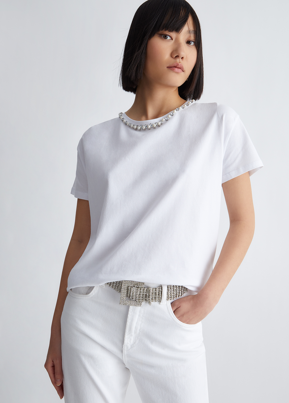 Liujo T-shirt Avec Perles Et Strass