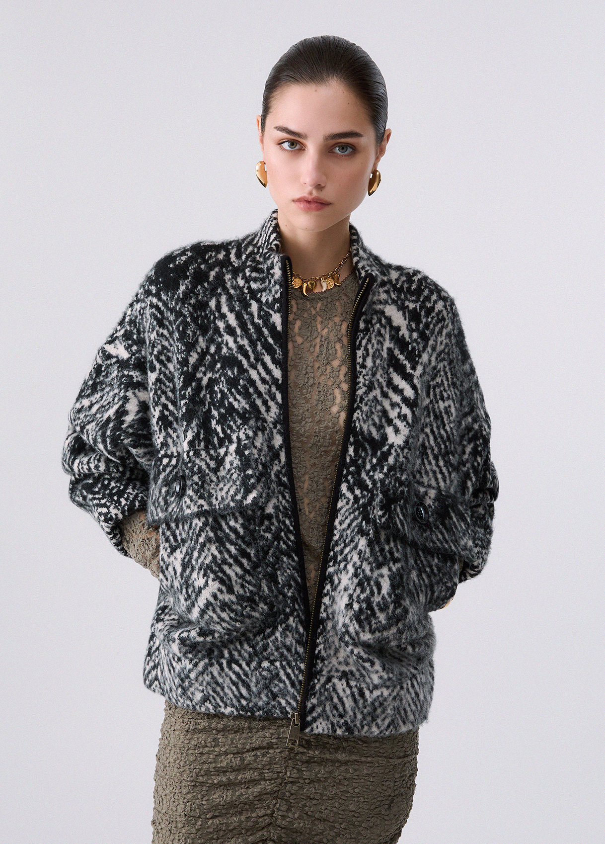 Liu Jo Bomber En Maille Jacquard Liu Jo Bomber En Maille Jacquard