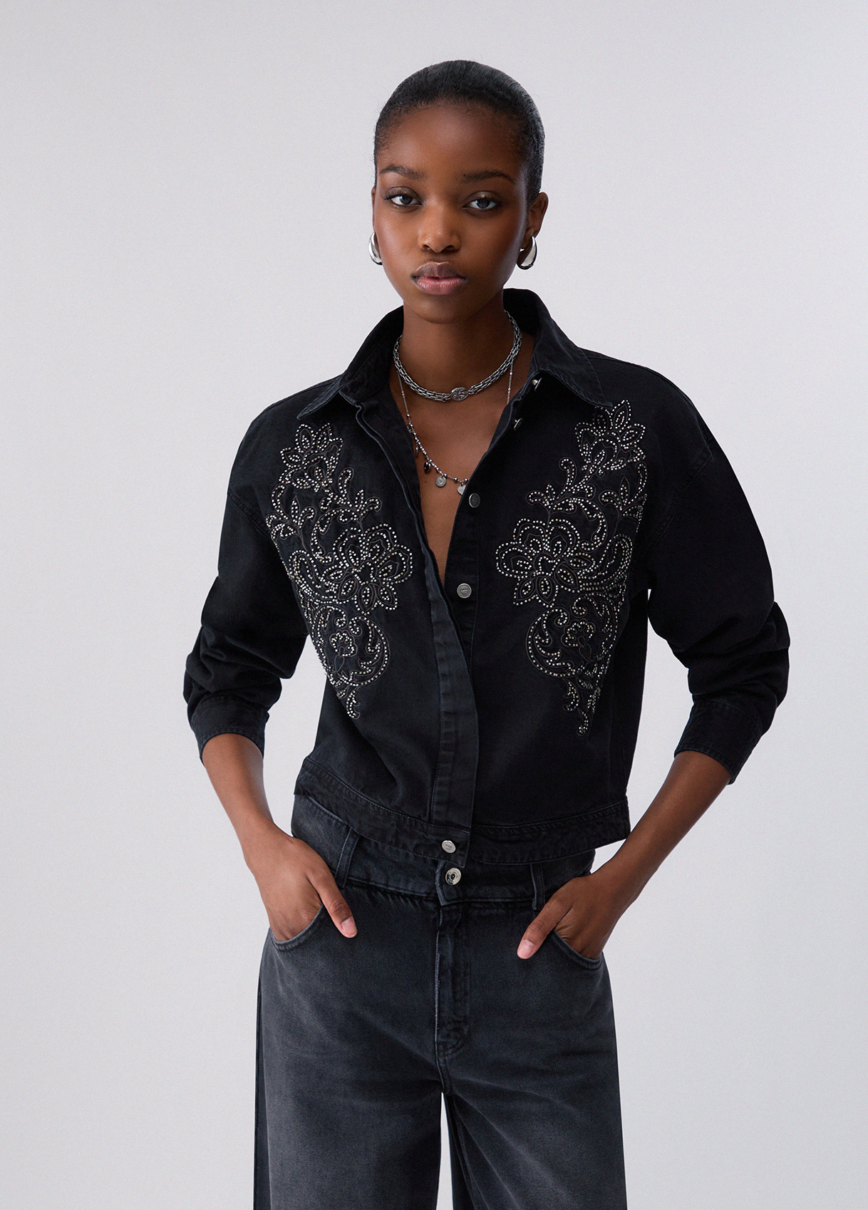 Liu Jo Chemise Body En Denim Avec Broderie Liu Jo Chemise Body En Denim Avec Broderie