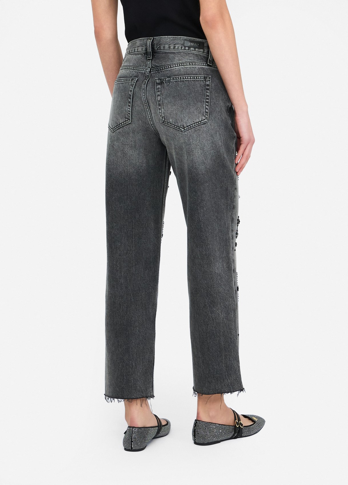 デニム・ジーパン LIU JO Woman Jeans Black UA5254D4811 88268 Slim fit jeans with rhinestones colour black denim | Liu Jo