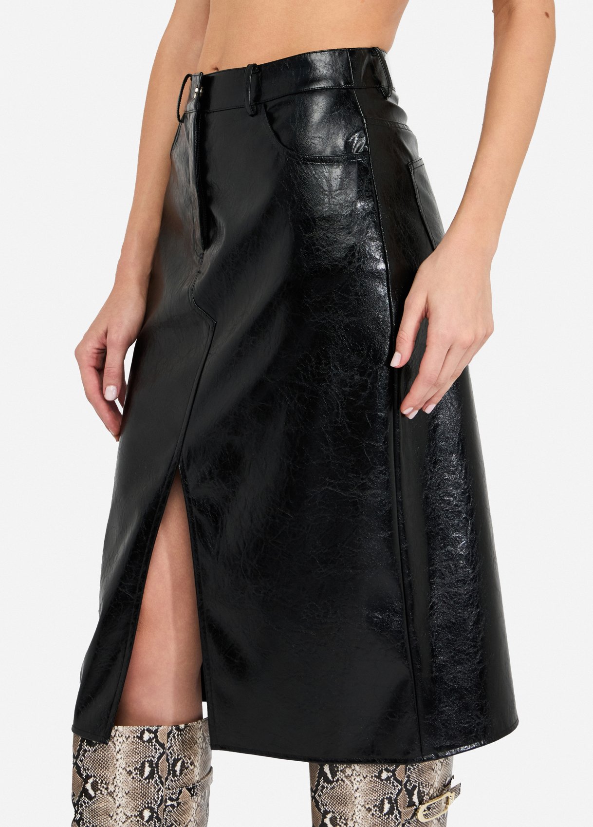 スカート LIU JO GLOSSY FIVE-POCKET SKIRT Glossy five-pocket skirt colour black | Liu Jo