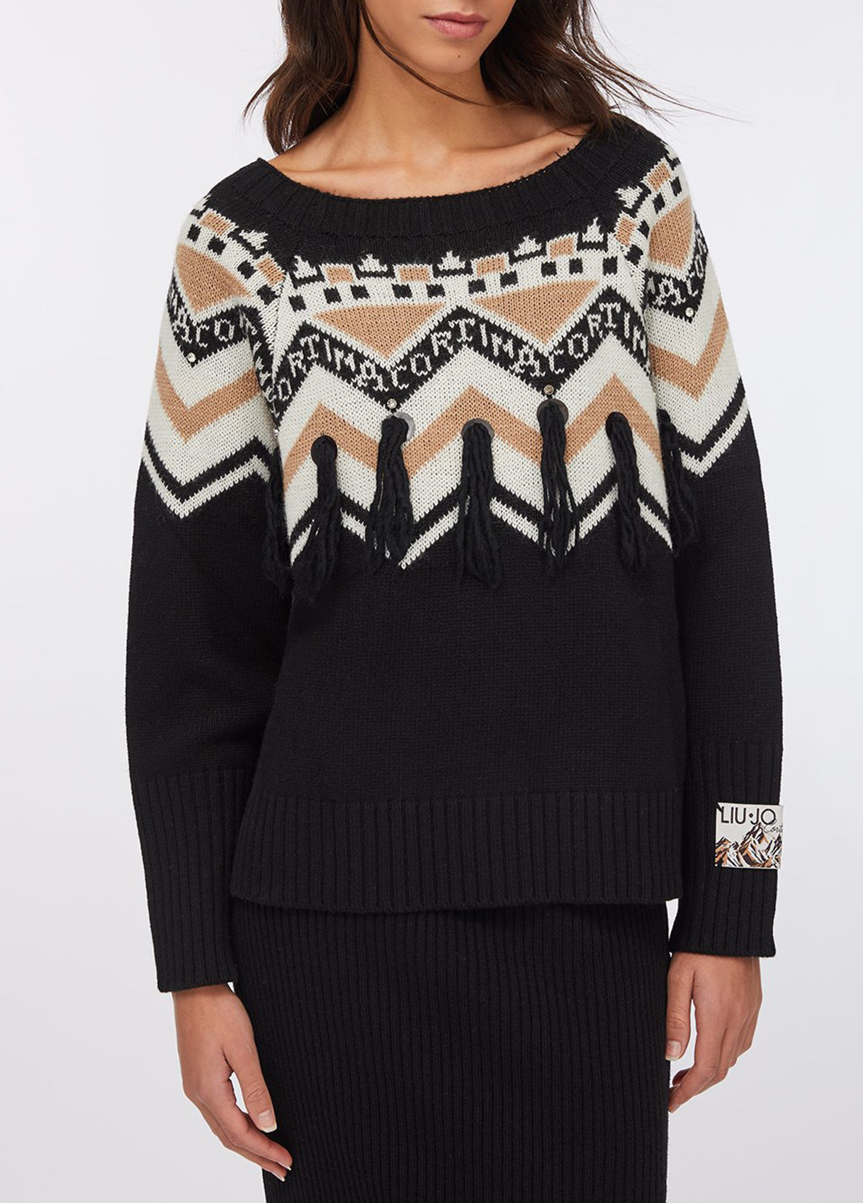 Liu Jo Maille Jacquard Avec Applications Liu Jo Maille Jacquard Avec Applications