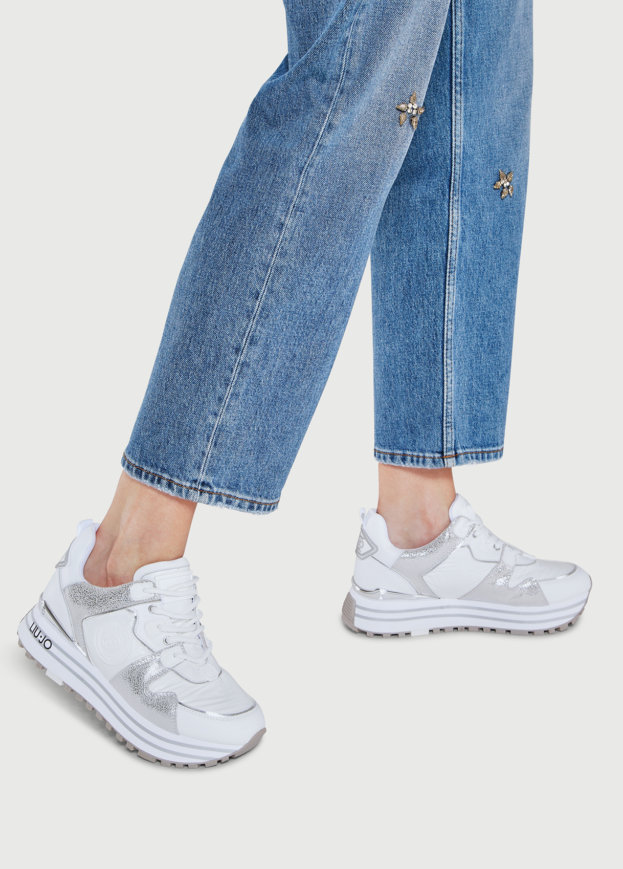 Liujo Sneakers Plateforme En Nylon Et Lamé