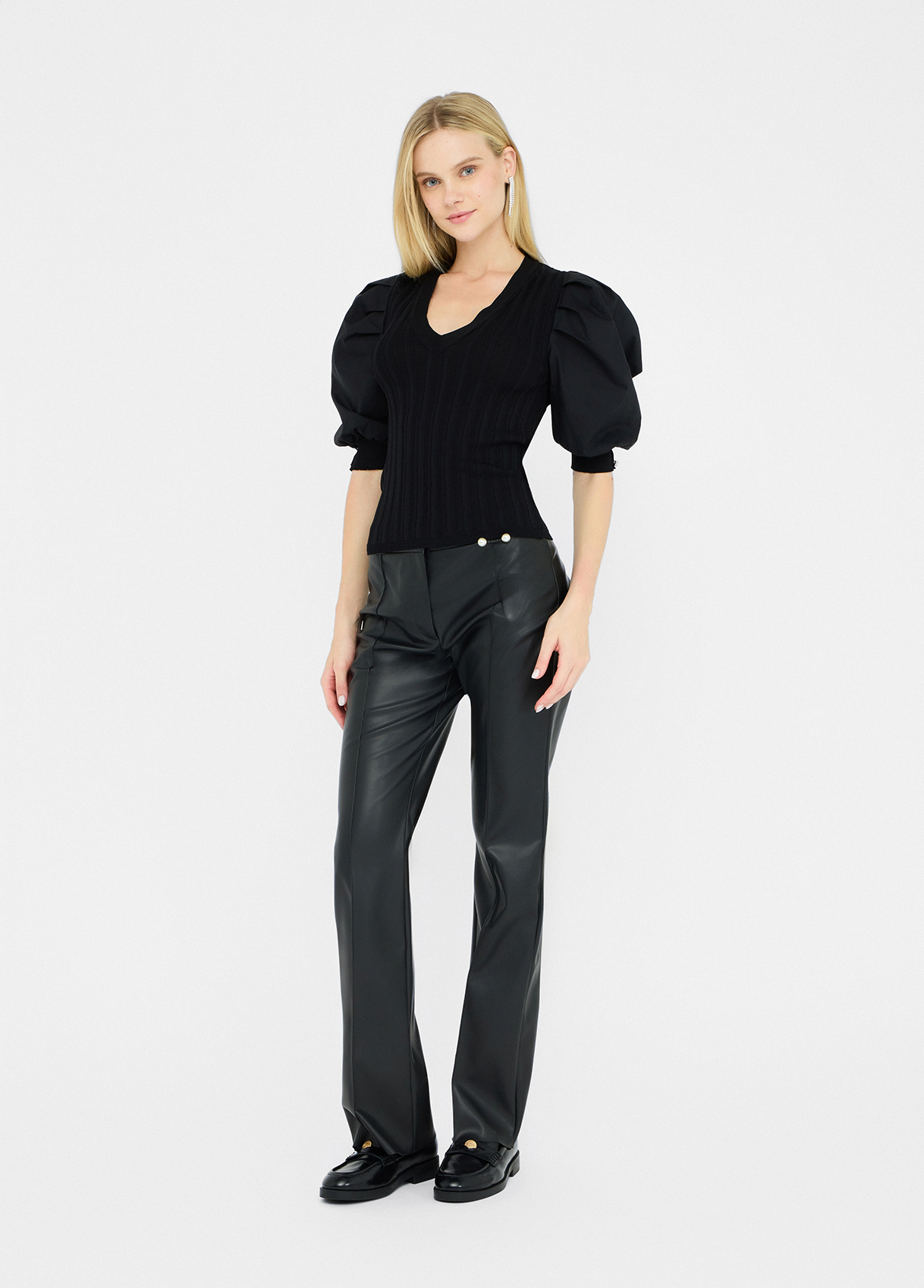 トップス LEINWANDE Balloon Shoulder Top / Black Top with balloon sleeves colour black | Liu Jo
