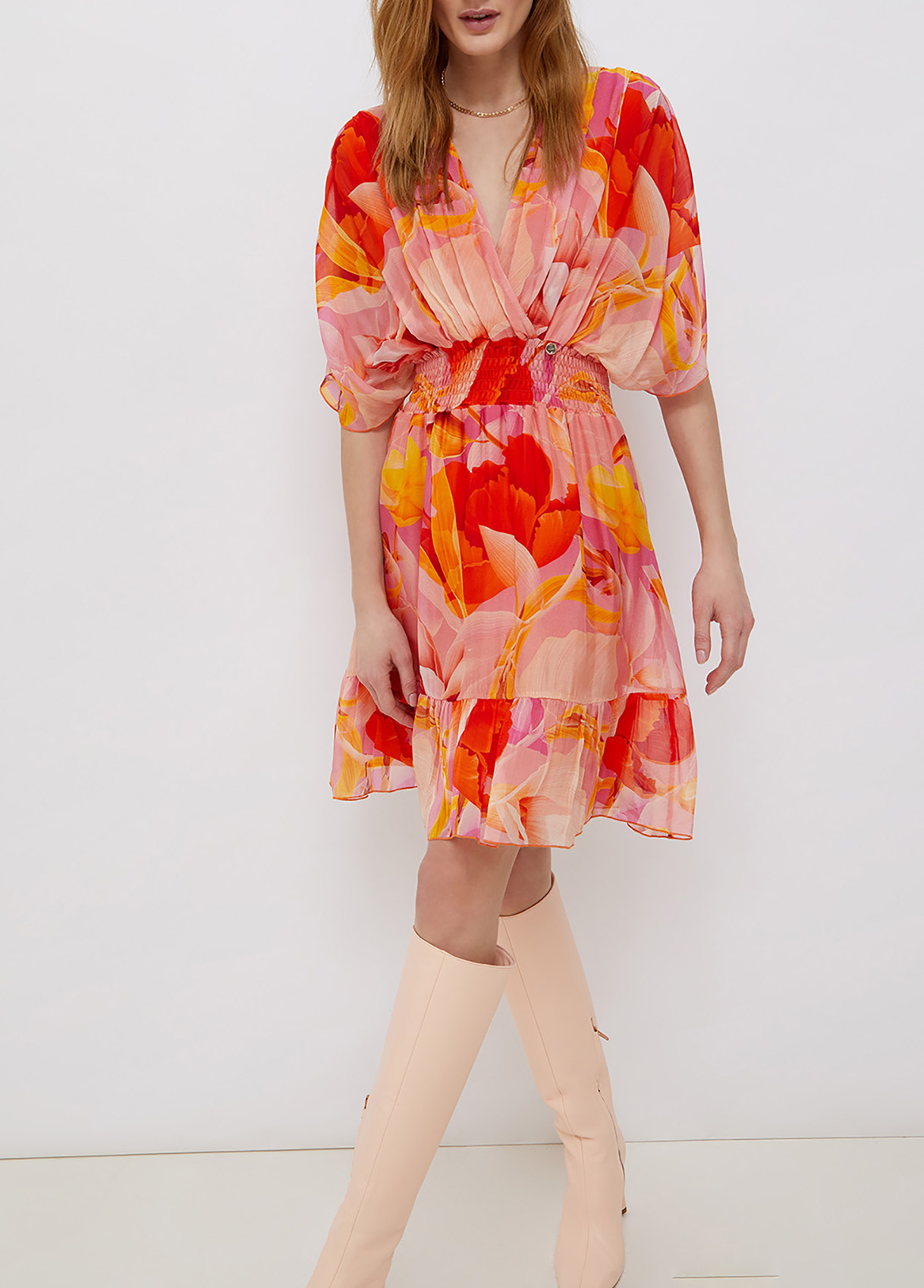 Liujo Robe Courte En Mousseline De Soie