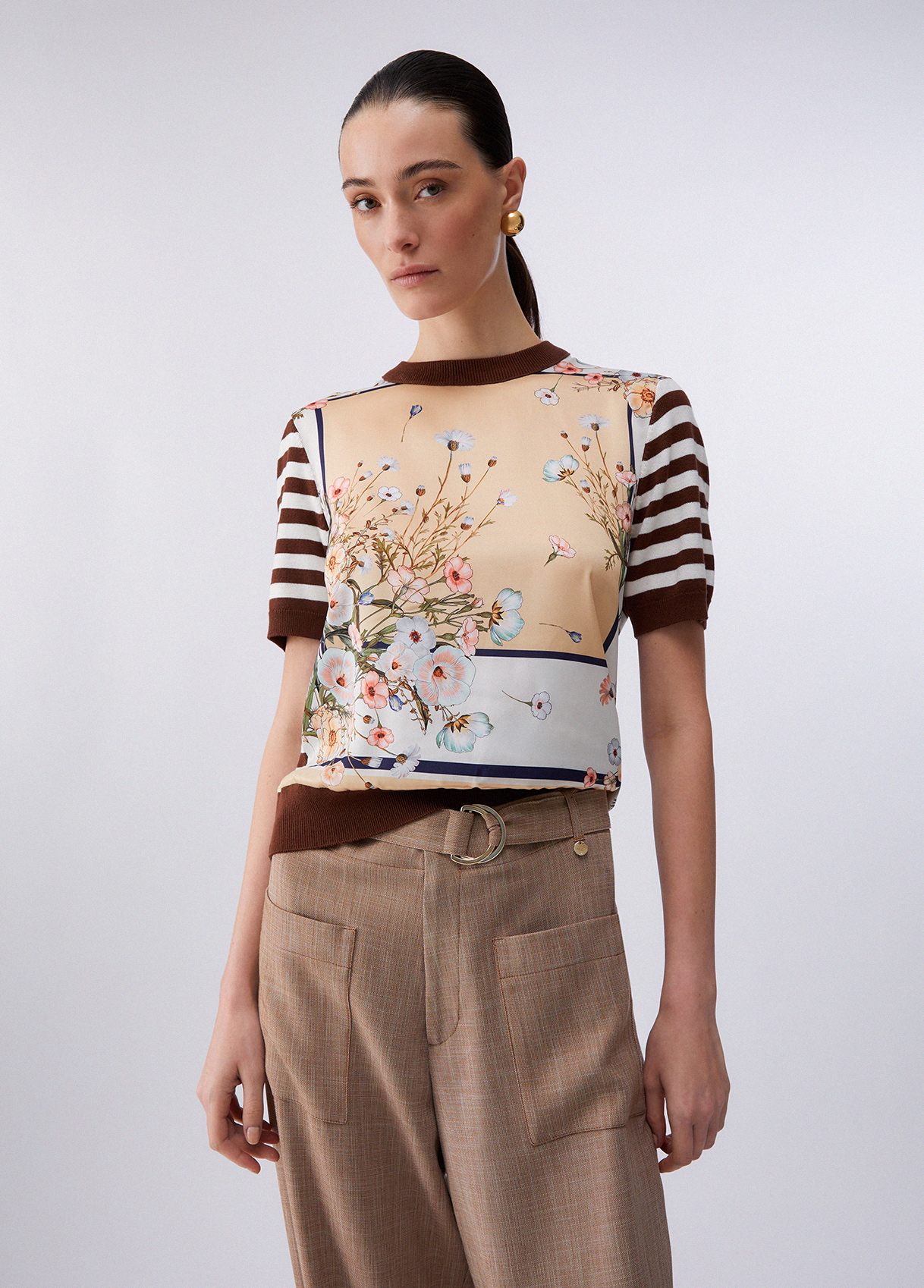Liu Jo Top With Printed Twill Inserts