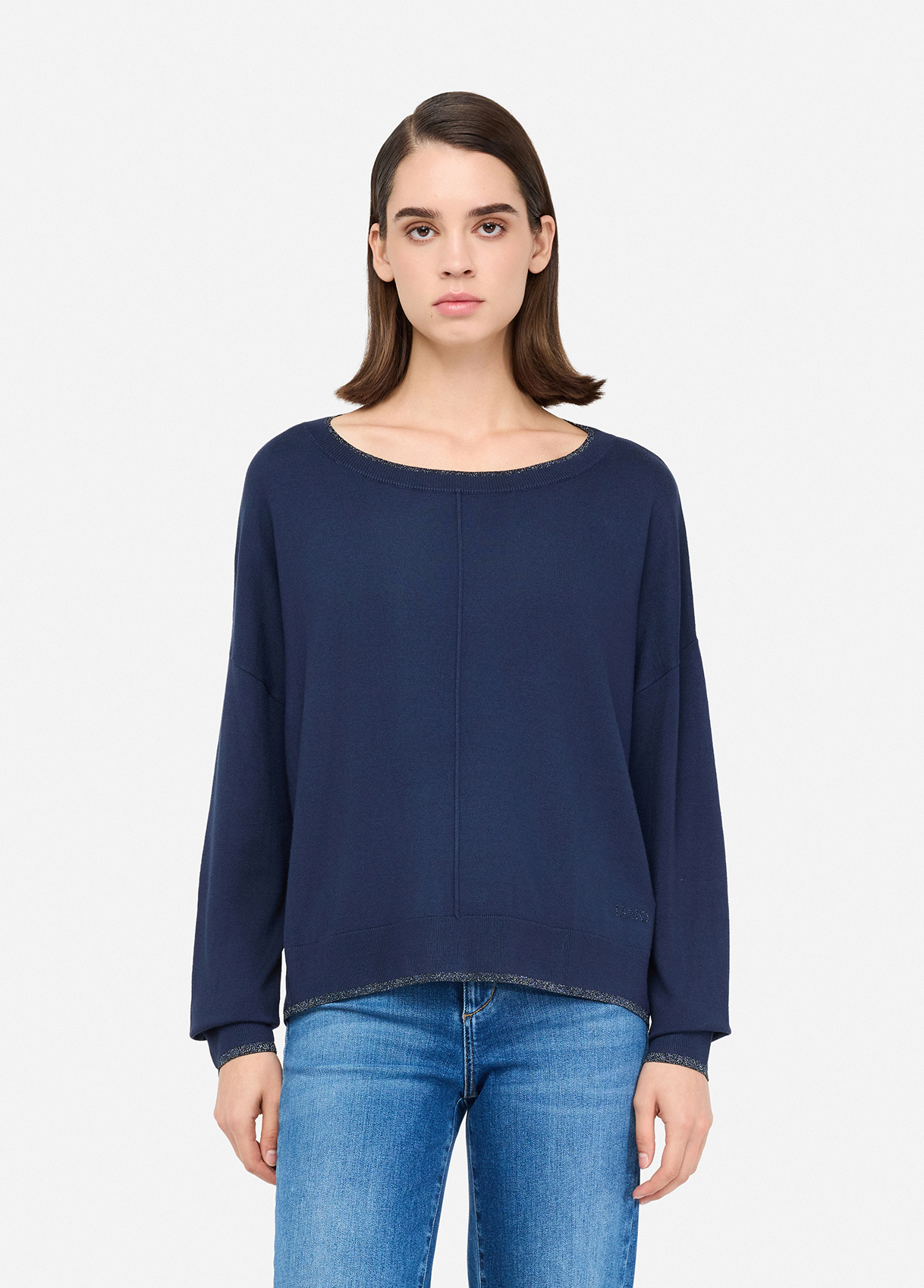Liujo Damski Navy Blue Liu Jo Lurex® Jumper Extra Mały