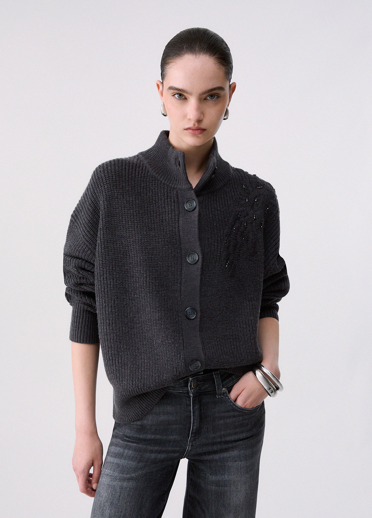 Liu Jo Cardigan En Laine Avec Broderie Liu Jo Cardigan En Laine Avec Broderie