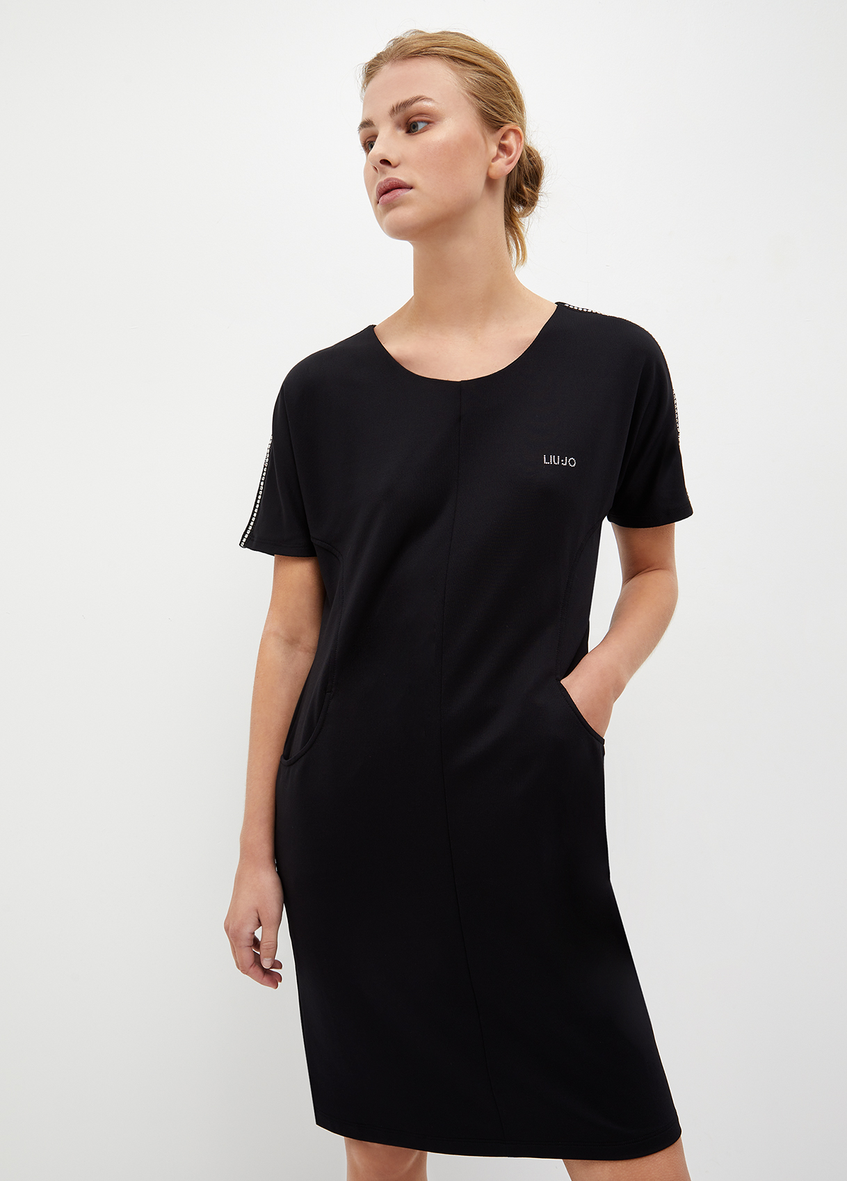 Liujo Robe En Coton Molletonné Avec Strass