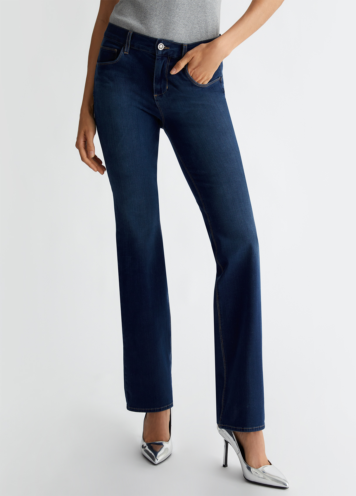 High-rise bootcut jeans