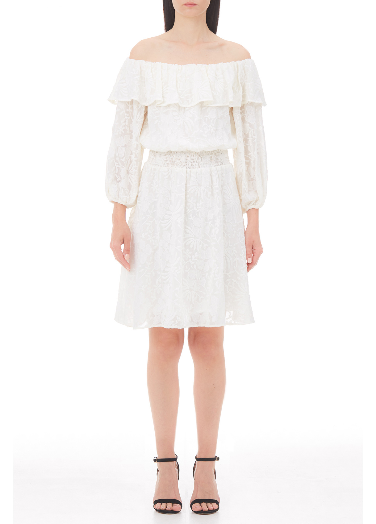 Liujo Robe Courte En Crépon Brodée