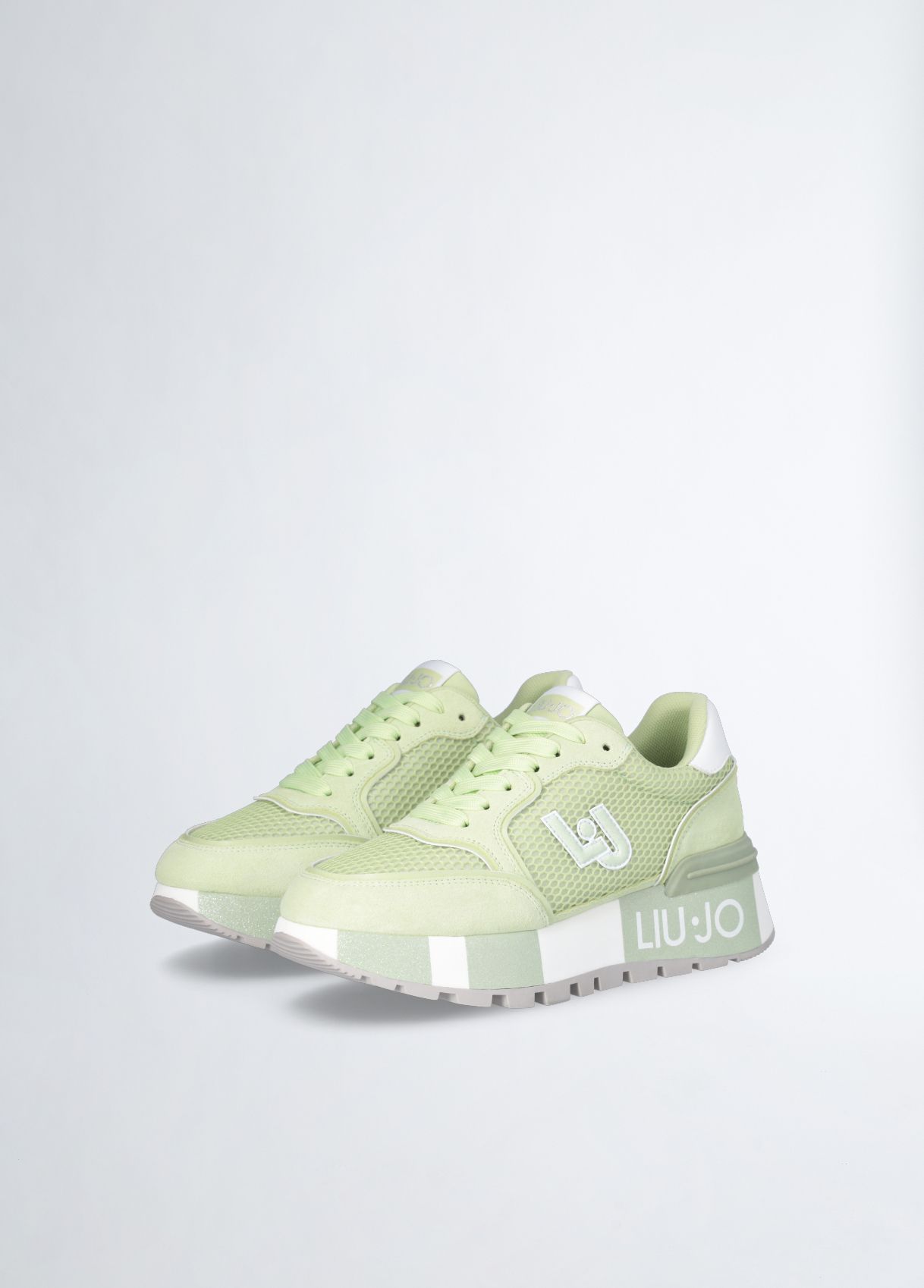 Plateau-Sneaker aus Veloursleder und Mesh Farbe Minze | Liu Jo