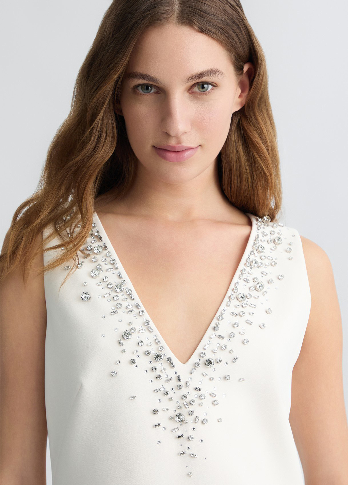 ワンピース LIU JO Woman Dress Champagne CA5078T2527 X0659 Short dress with bejewelled embellishment colour champagne