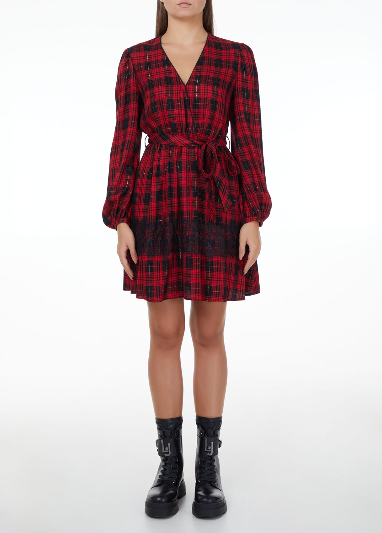 Short dress with check print