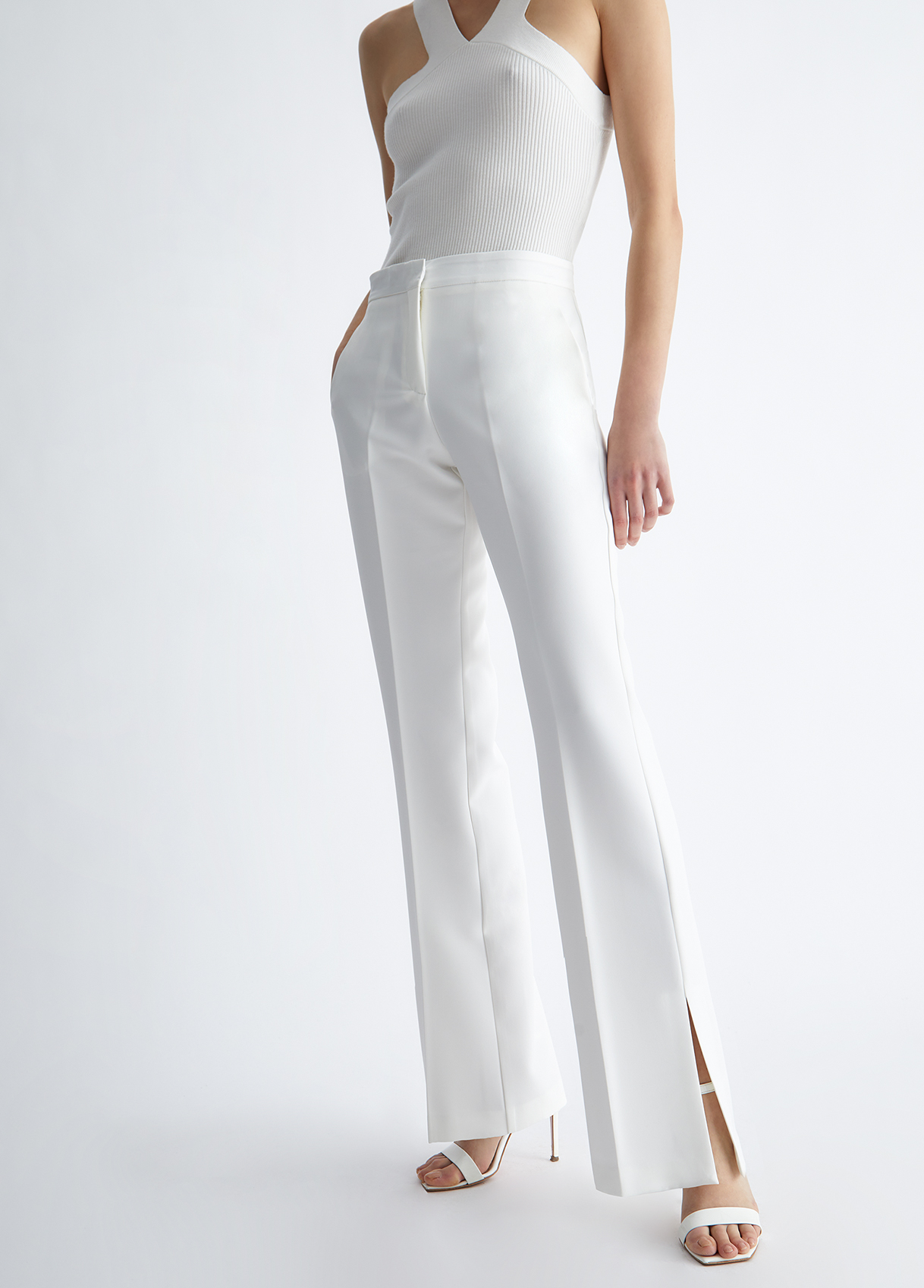Liujo Pantalon Blanc Élégant Avec Fente