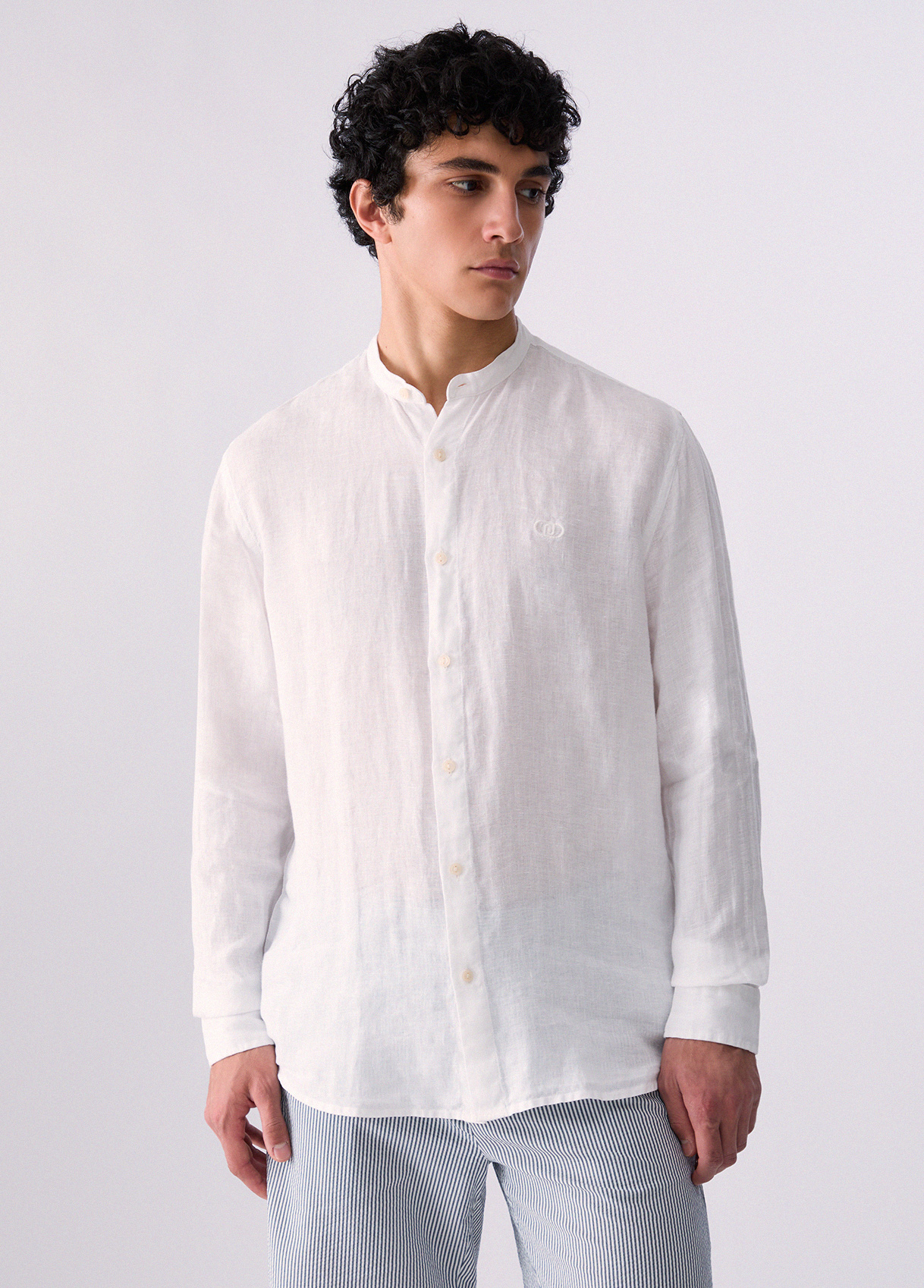 Liu Jo 100% Linen Mandarin-collar Shirt