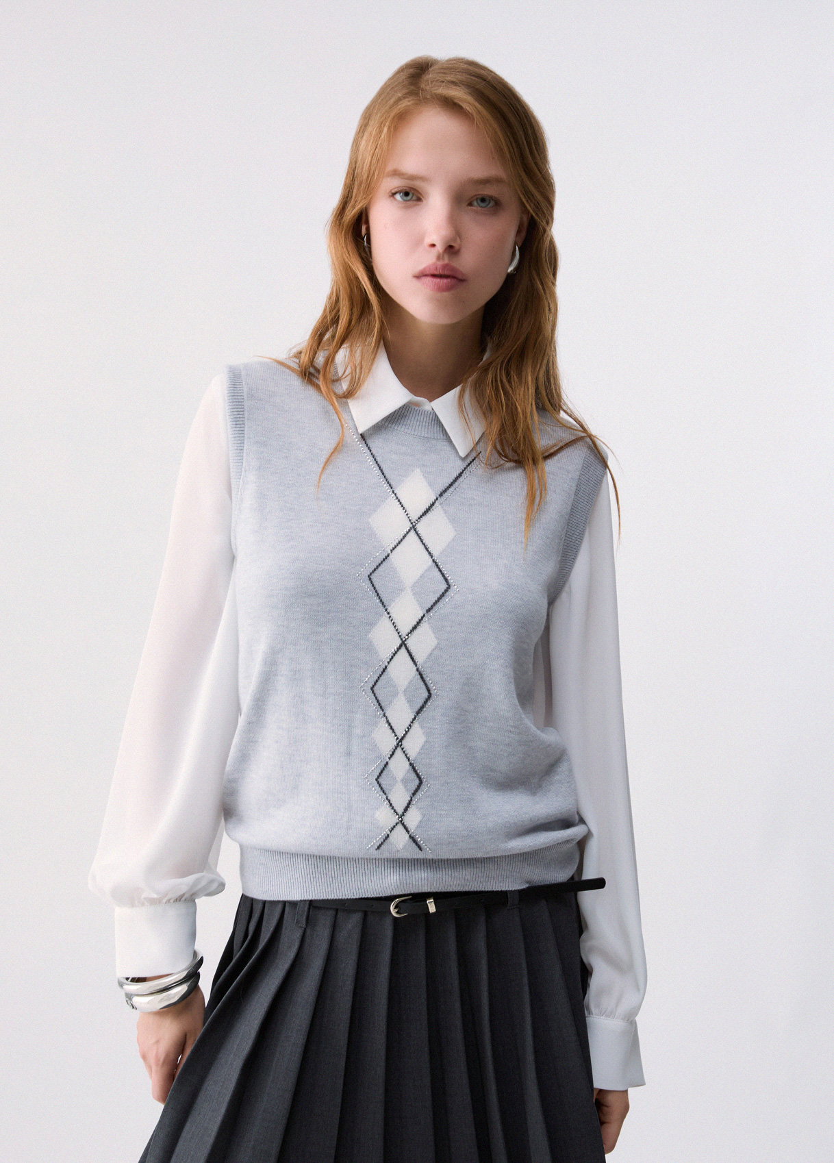 Liu Jo Gilet En Laine Avec Argyle