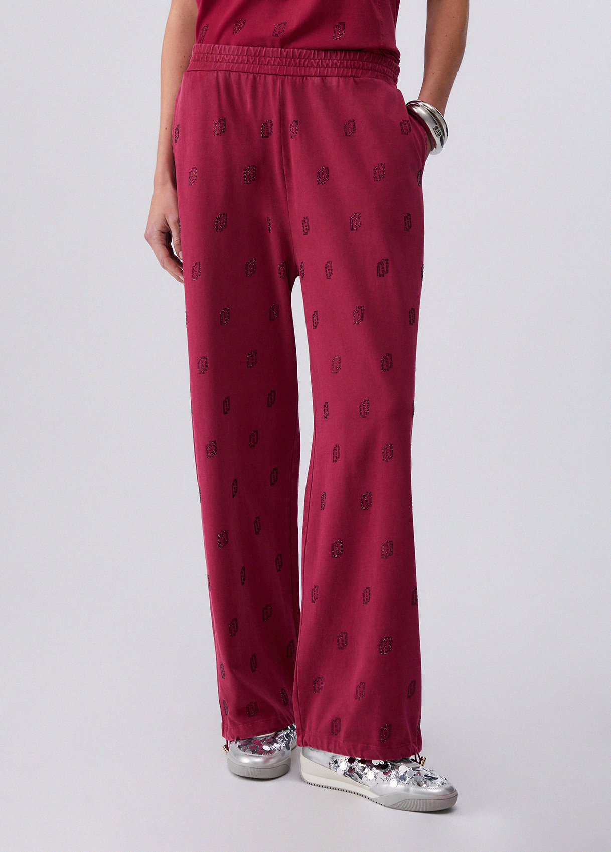 Liu Jo Faded Jersey Trousers With Rhinestones