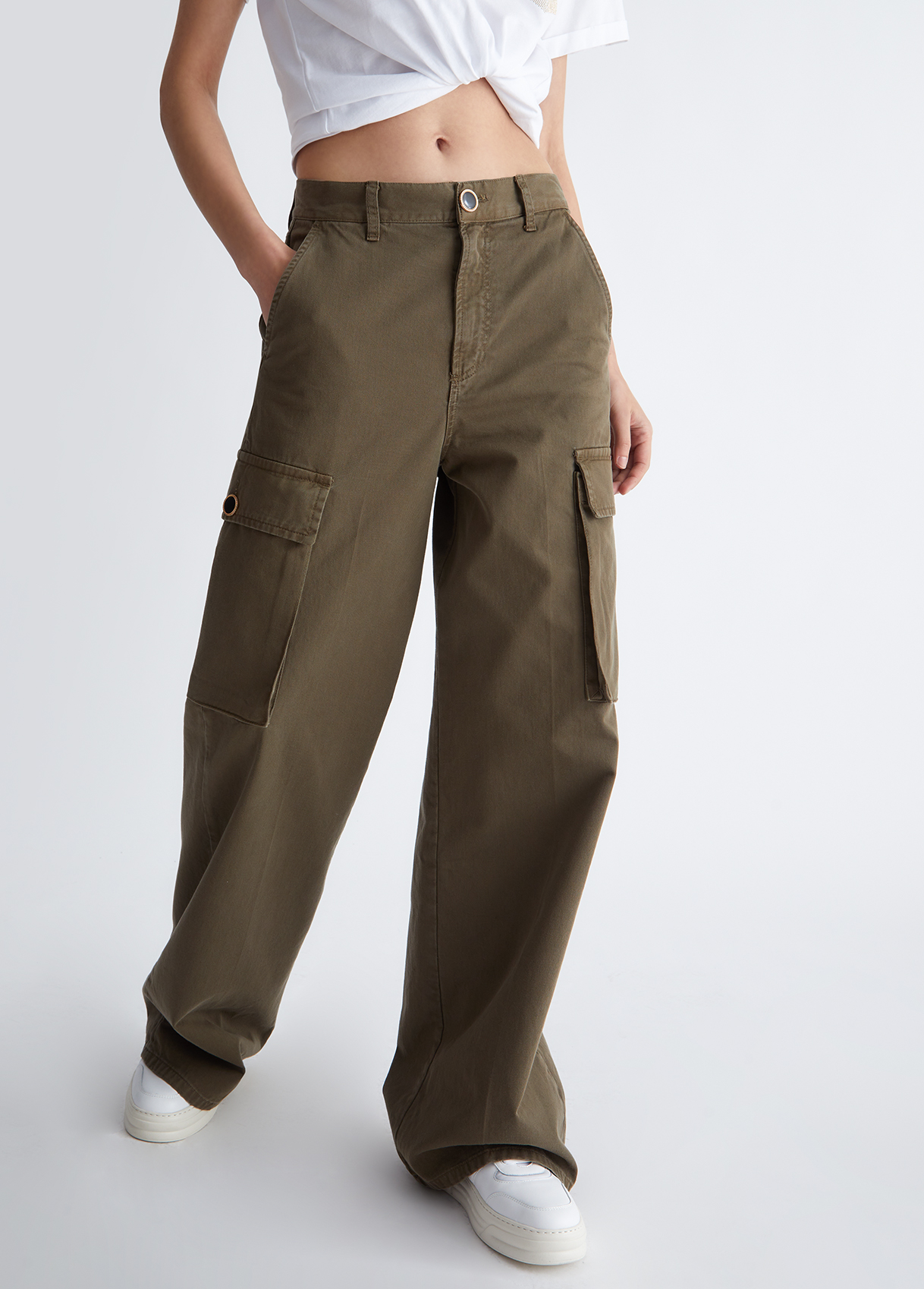 Liujo Pantalon Cargo En Gabardine