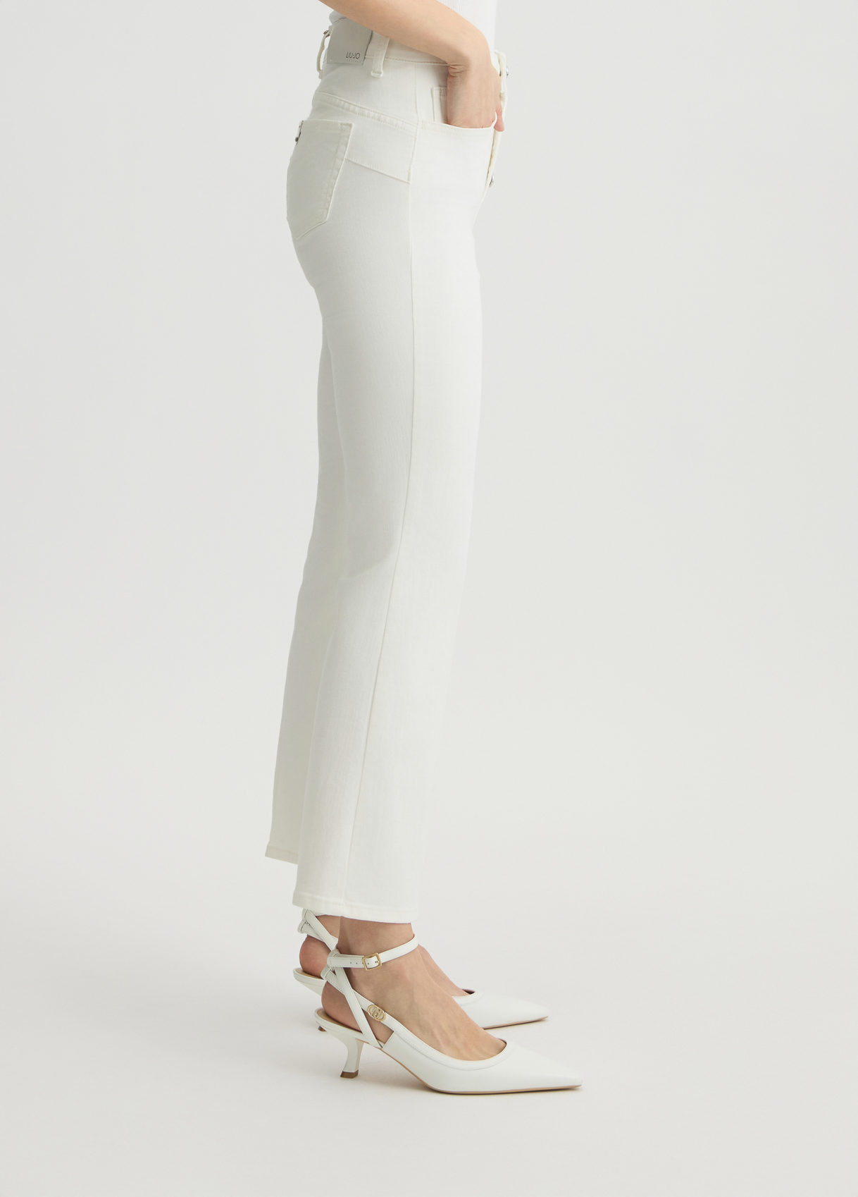 High-waisted bootcut pants colour white wool | Liu Jo
