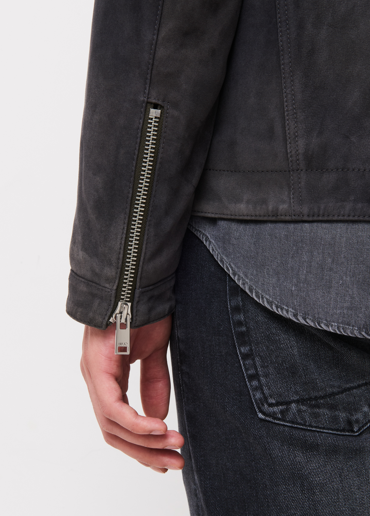 longline suede biker jacket