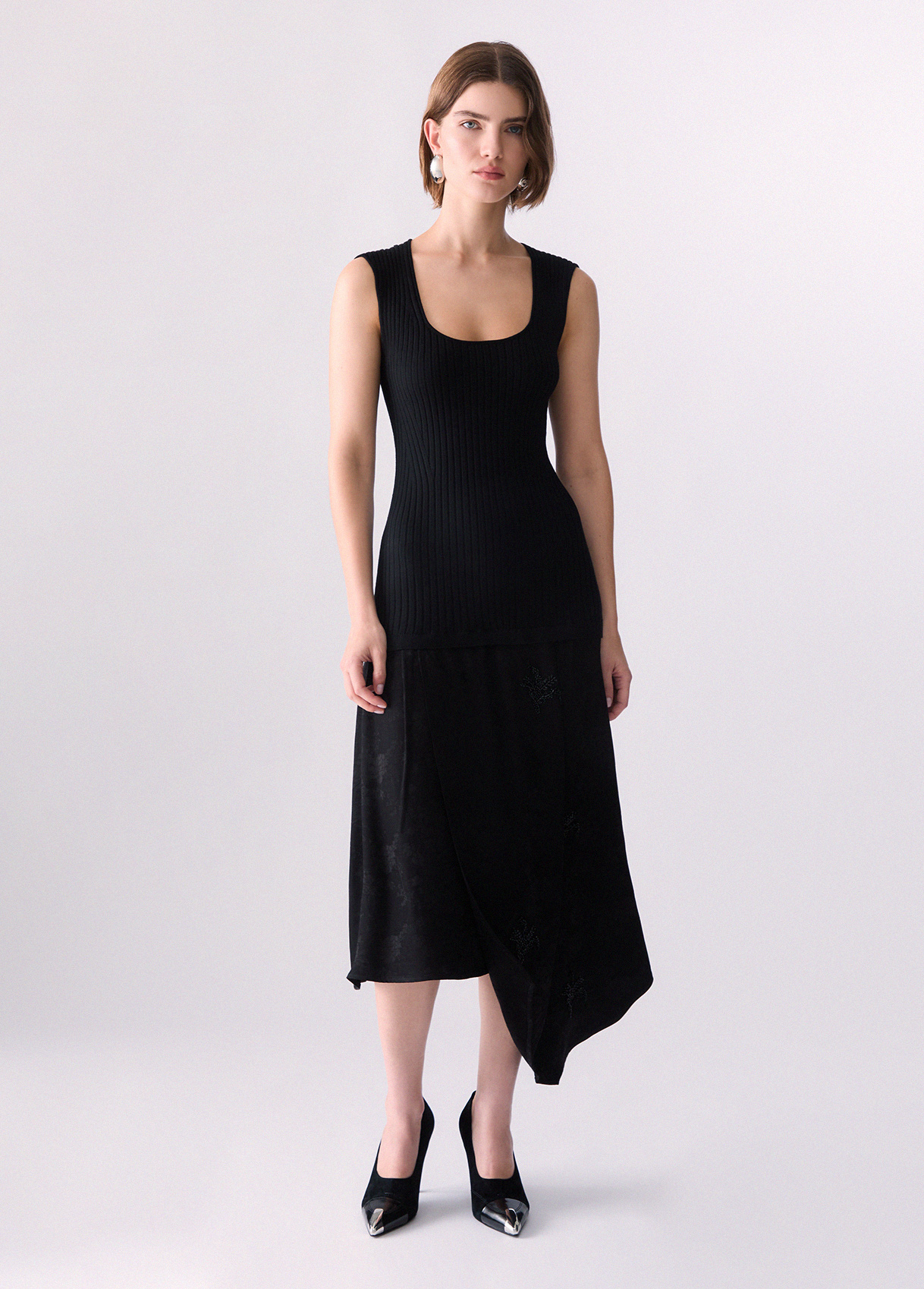 Liu Jo Donna Nero Abito Con Ricami Gioiello