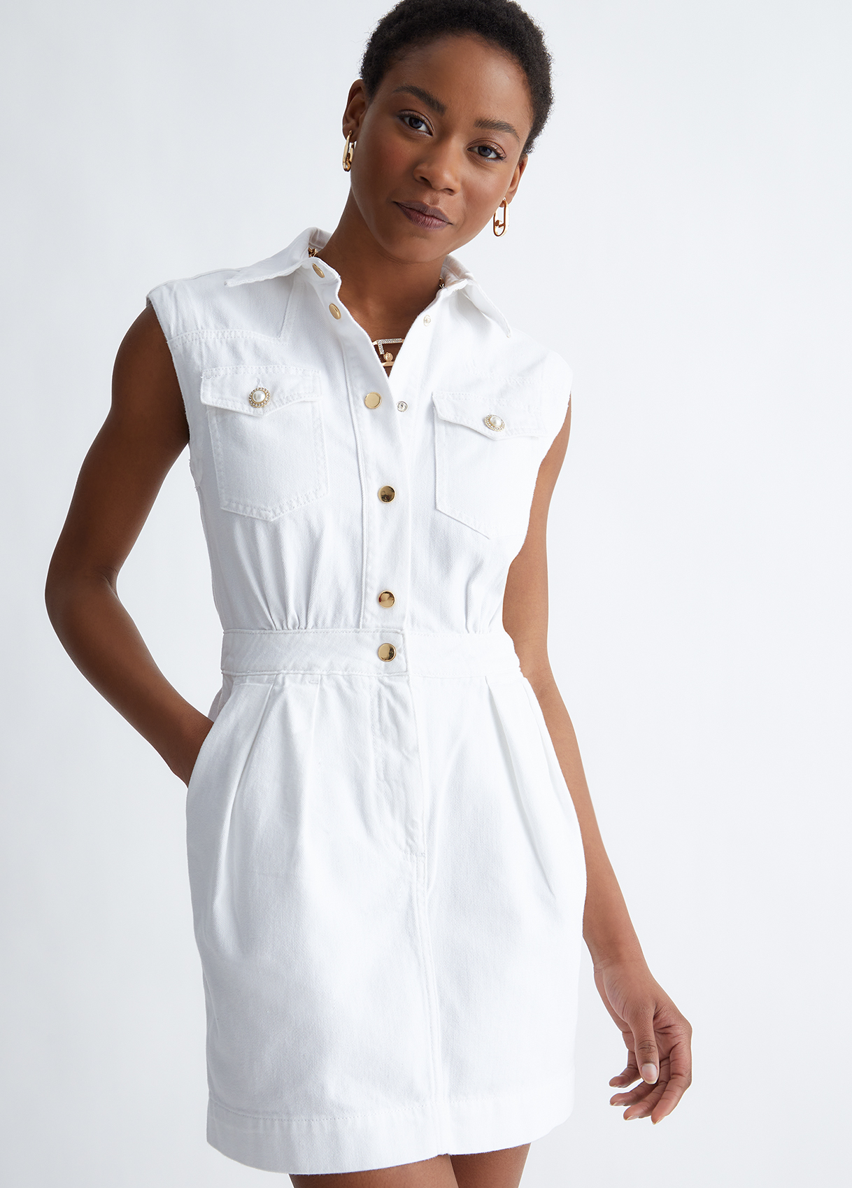 Liujo Robe Chemisier En Toile Denim