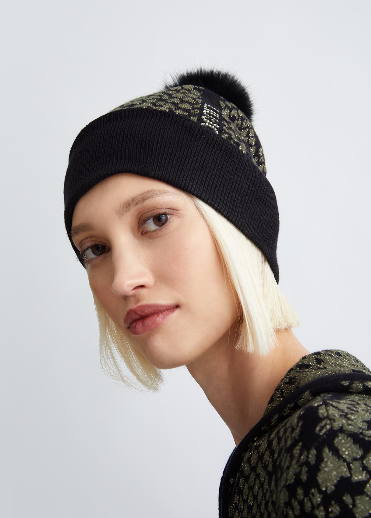 Liujo Bonnet Jacquard Avec Pompon