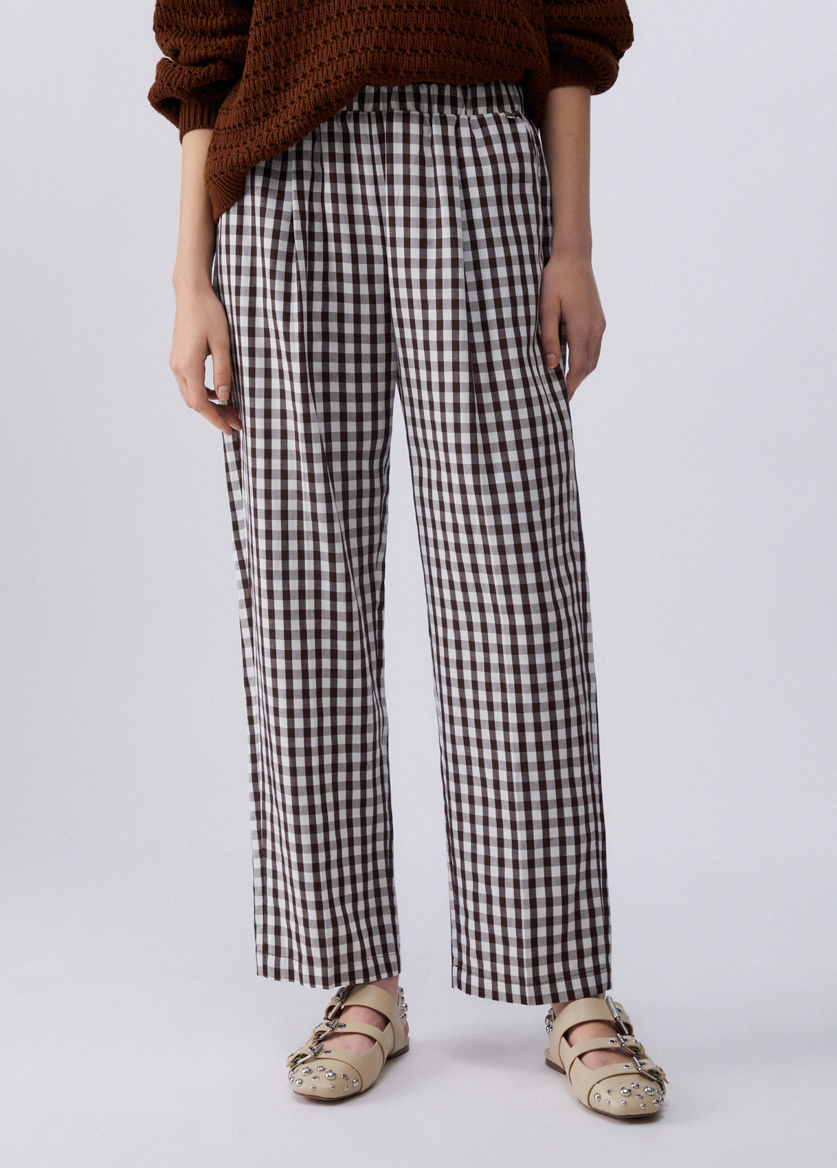 Liu Jo Vichy Linen-blend Trousers