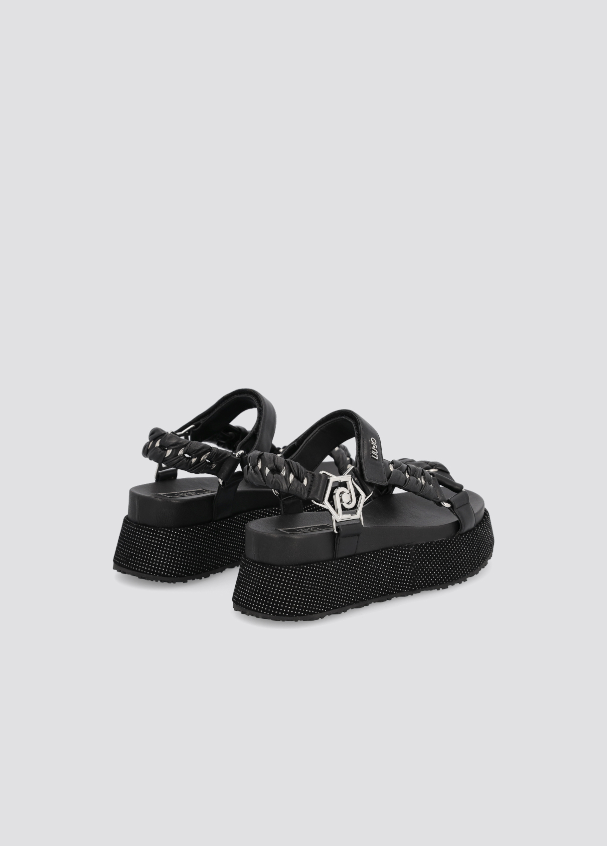 【関税&送料込】Liu Jo Sandals Black Platform sandals with braiding