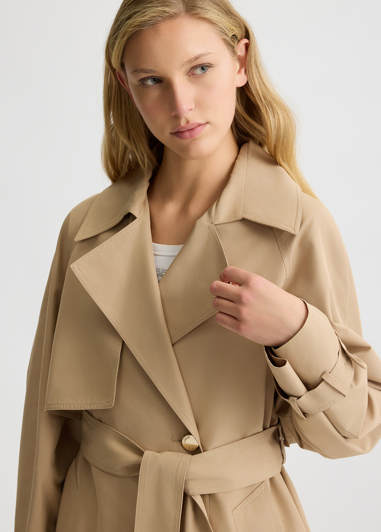 Double-breasted cotton trench coat colour beige | Liu Jo