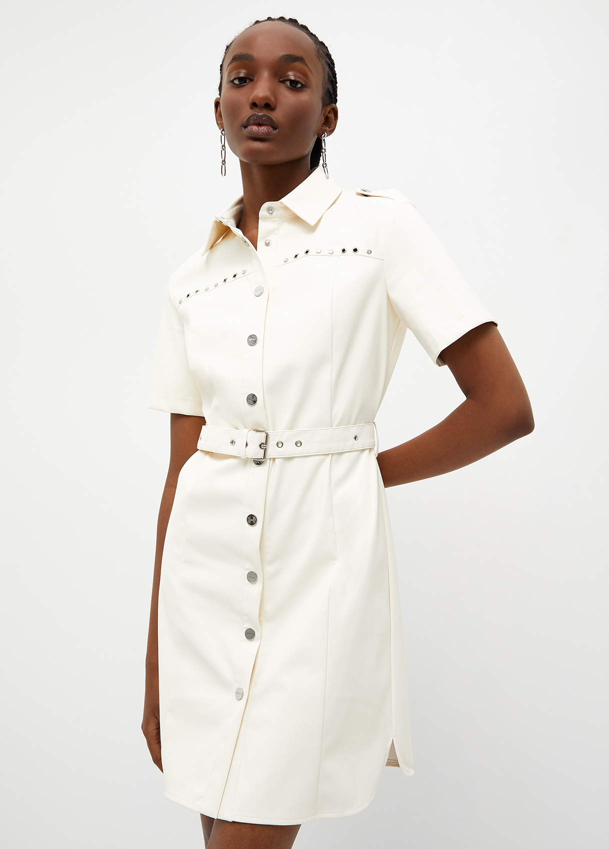 Liujo Robe Chemise En Tissu Enduit