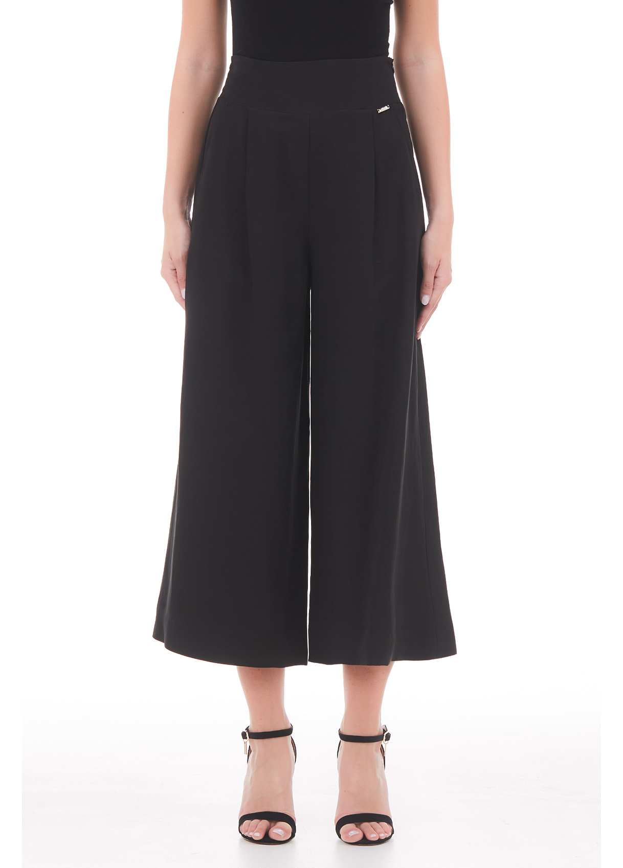 Liujo Pantalon Cropped En Lin Mélangé