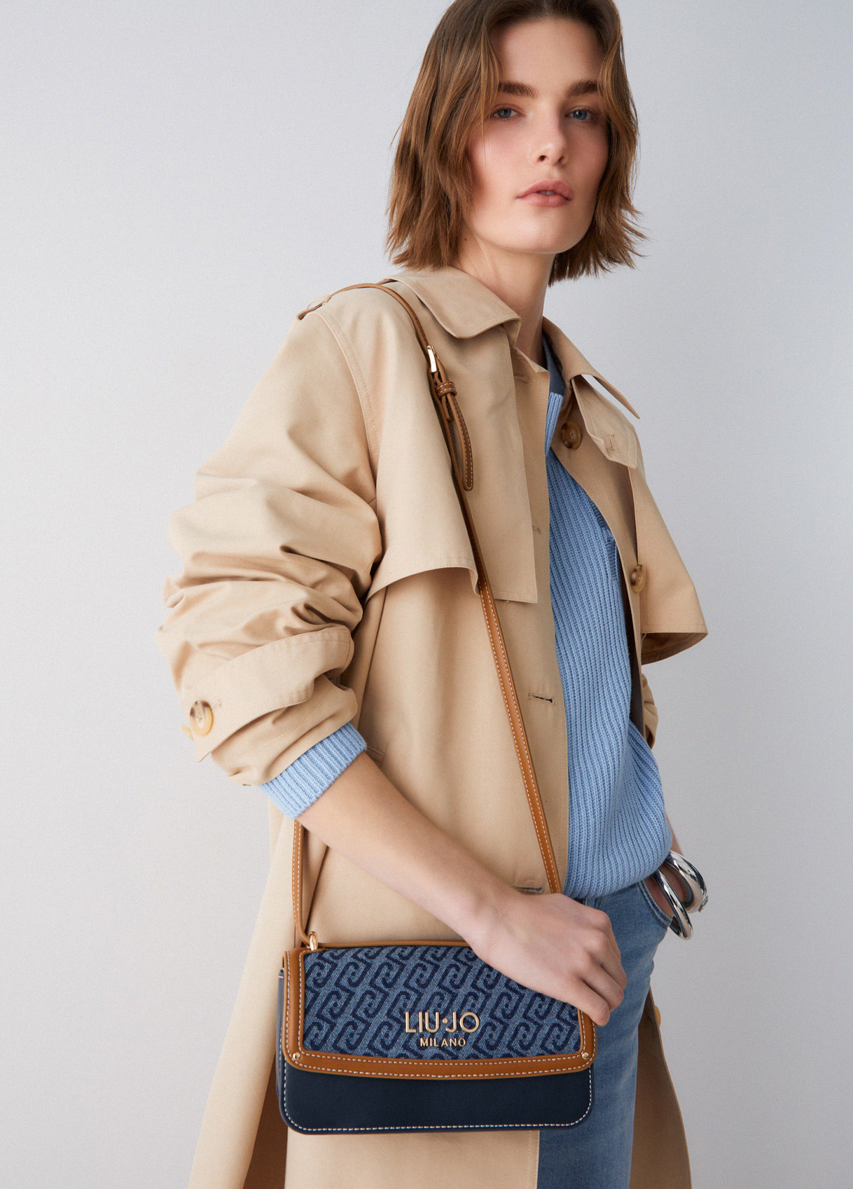 Liu Jo Small Jacquard Denim Crossbody Bag