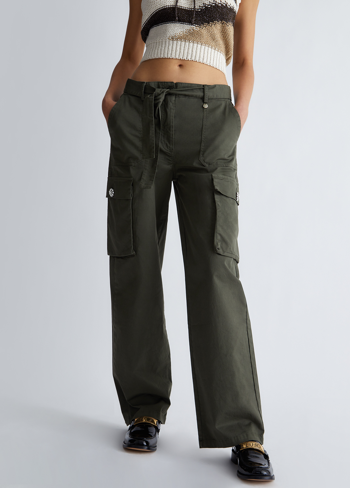Liujo Pantalon Cargo Avec Boutons Fantaisie