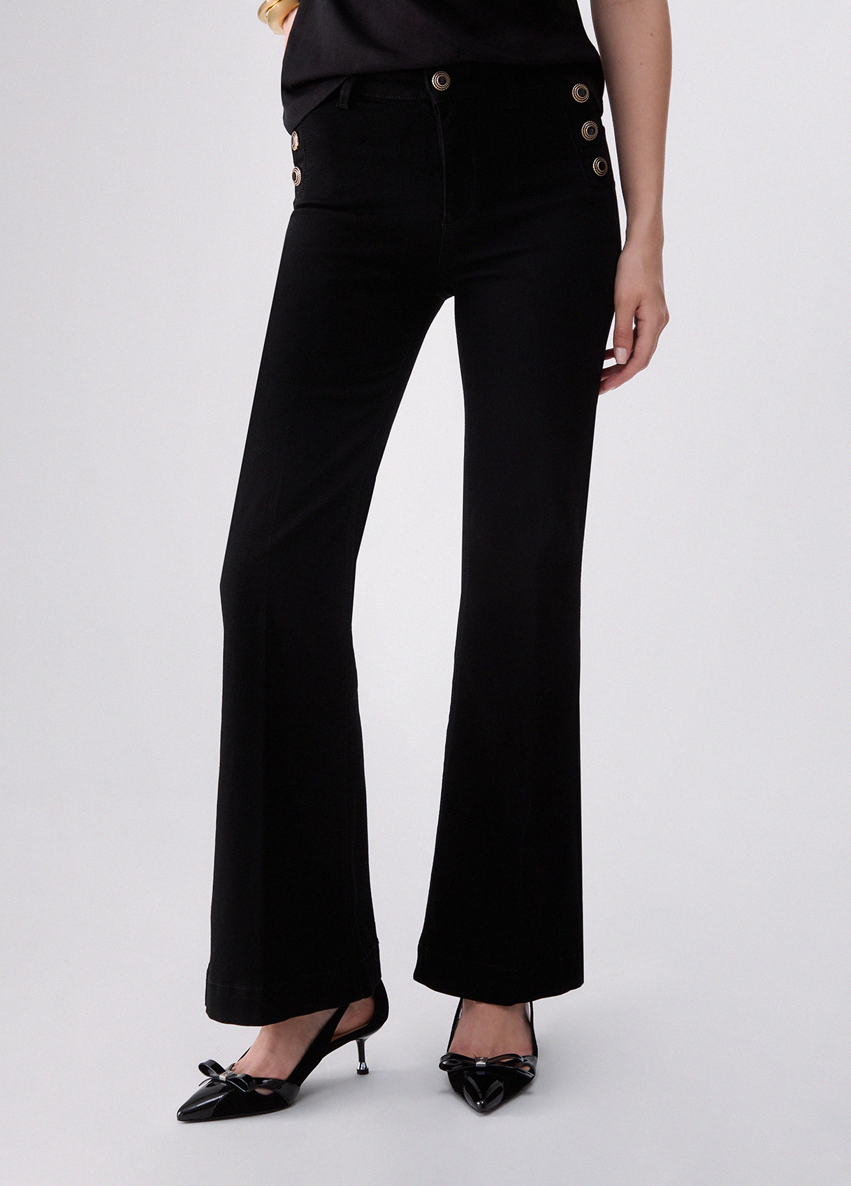 Liu Jo Flare Jeans With Jewel Buttons