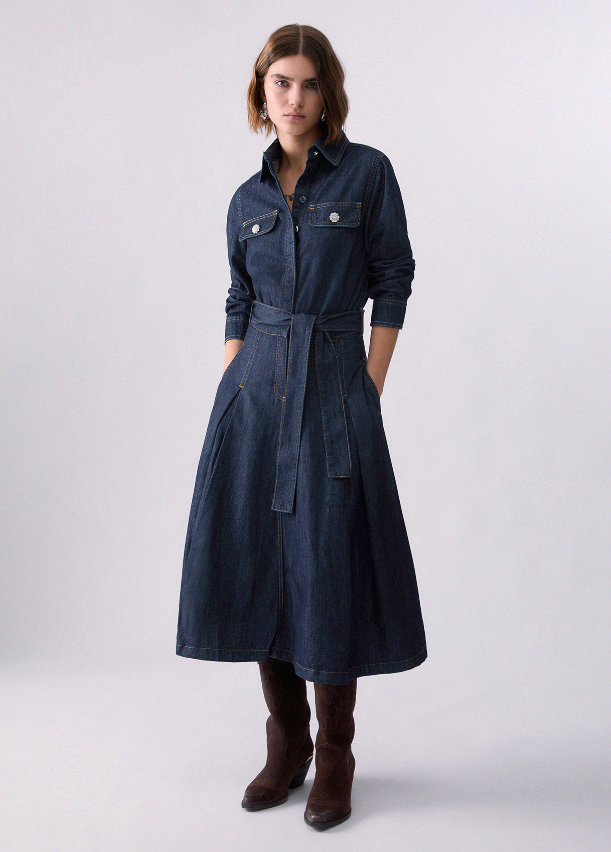 Liu Jo Robe Longue Chemisier En Denim Liu Jo Robe Longue Chemisier En Denim