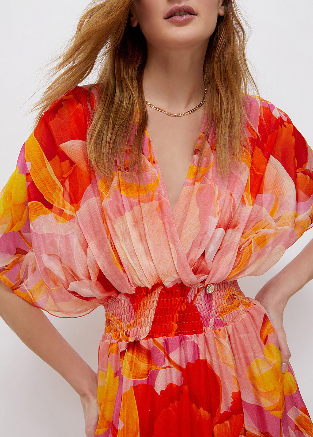 Vestito corto in chiffon di seta colore arancione Liu Jo