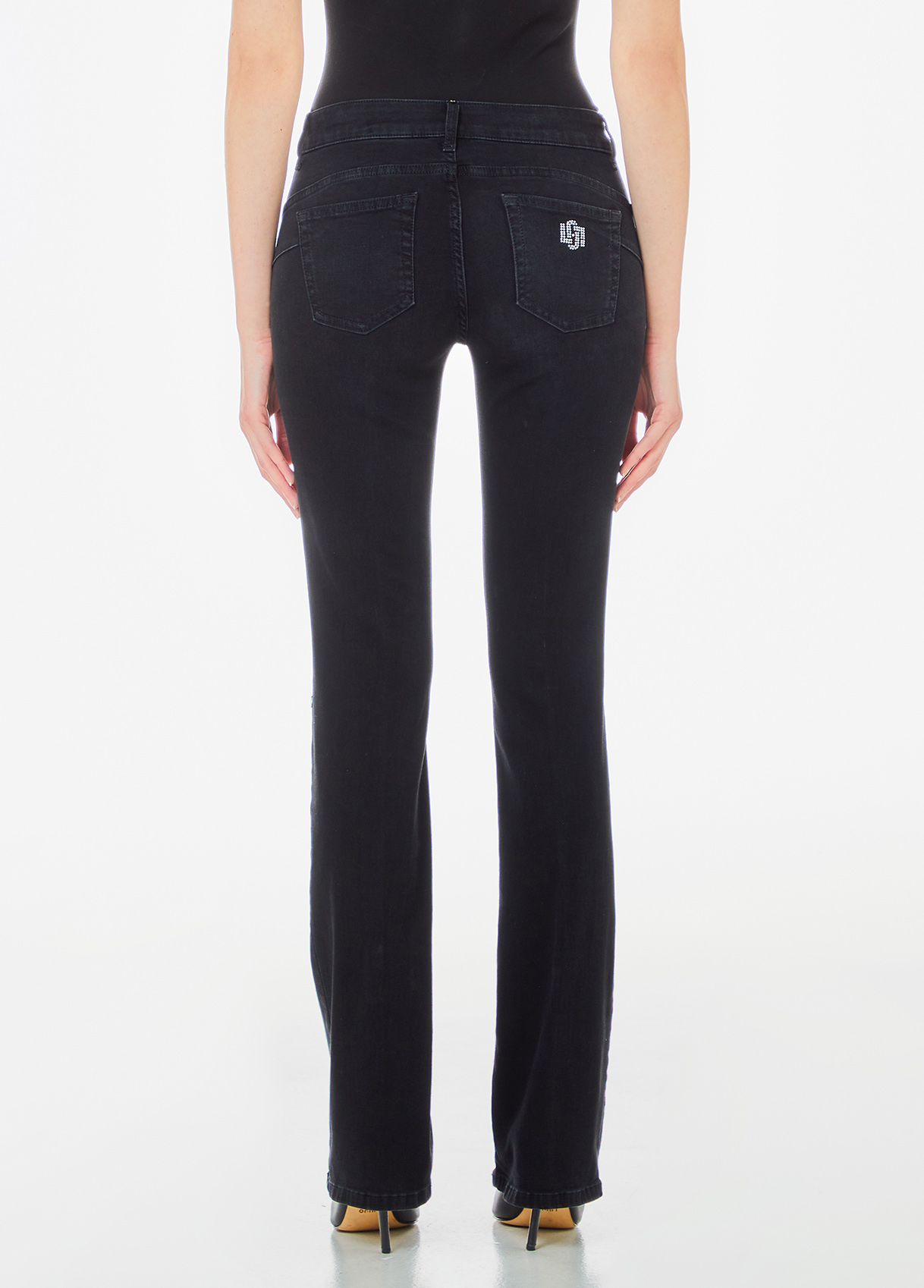 Bootcut jeans with buttons colour black denim | Liu Jo