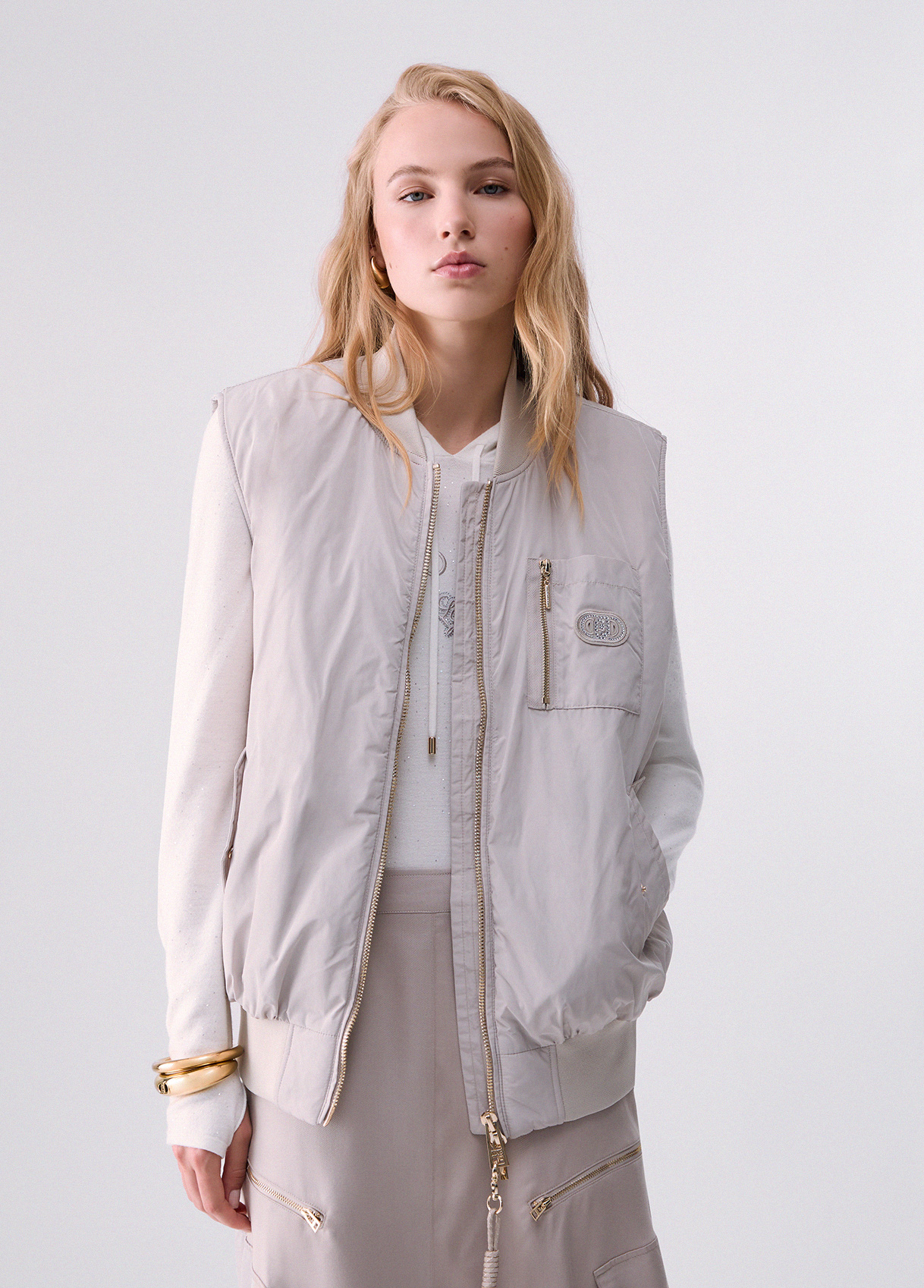 Liu Jo Oversized Vest In Glossy Nylon