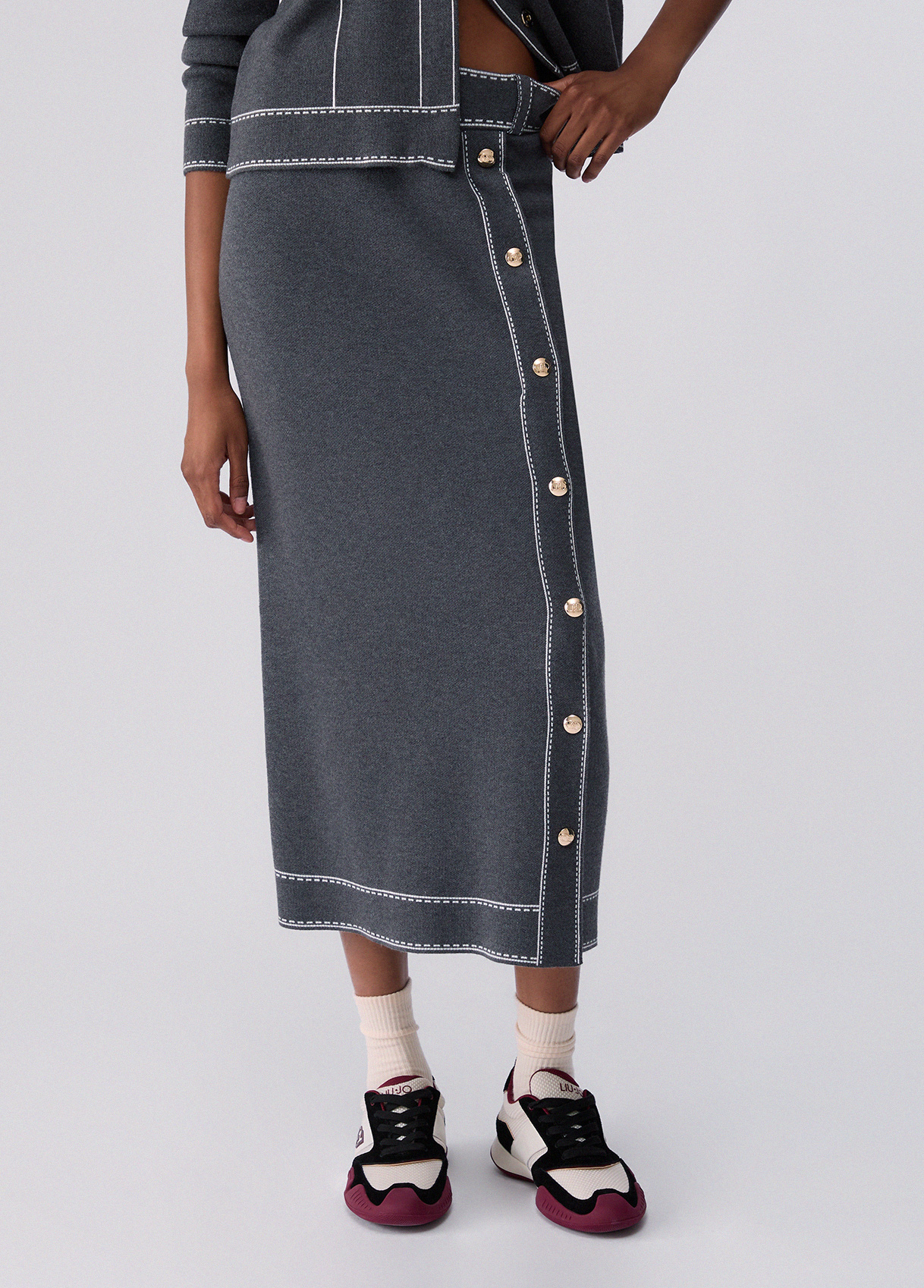 Liu Jo Midi Skirt In Silk Blend