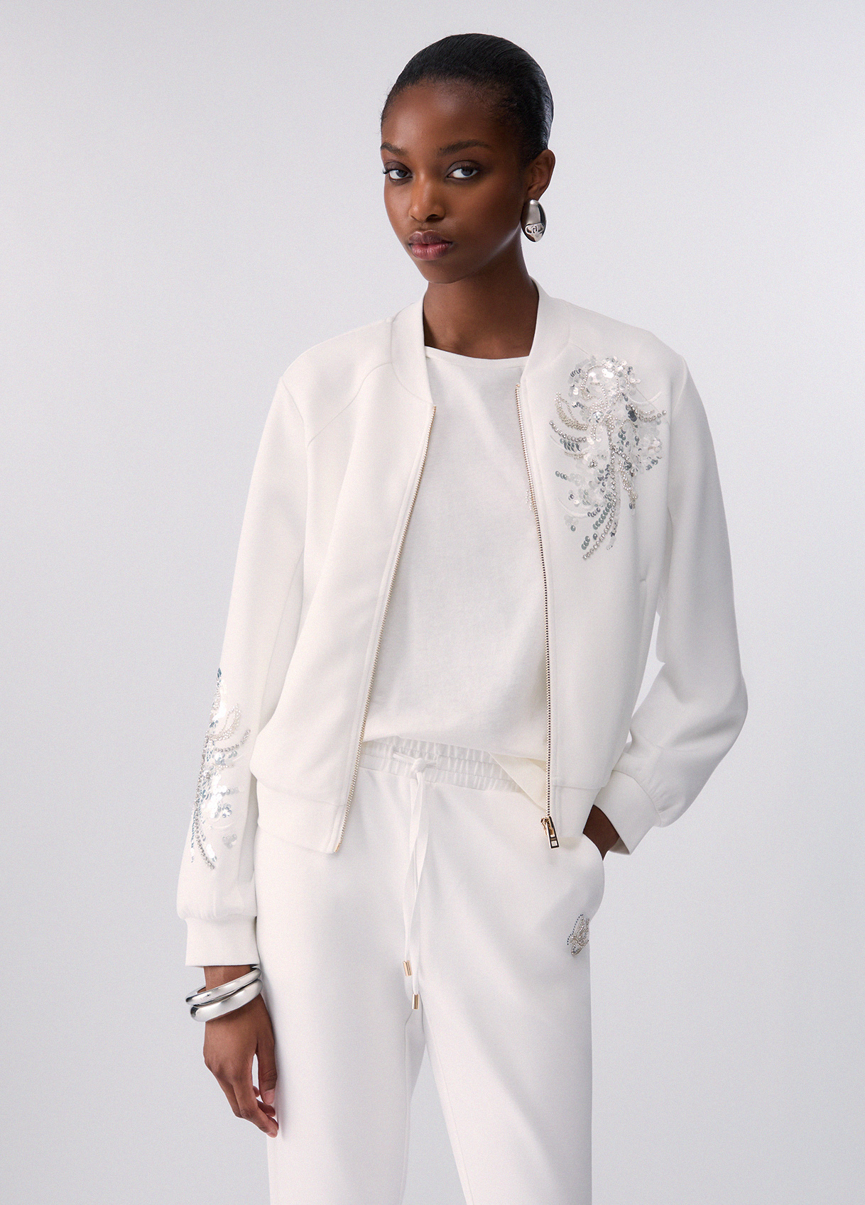 Liu Jo Sweatshirt With Zip And Bejewelled Embellishment