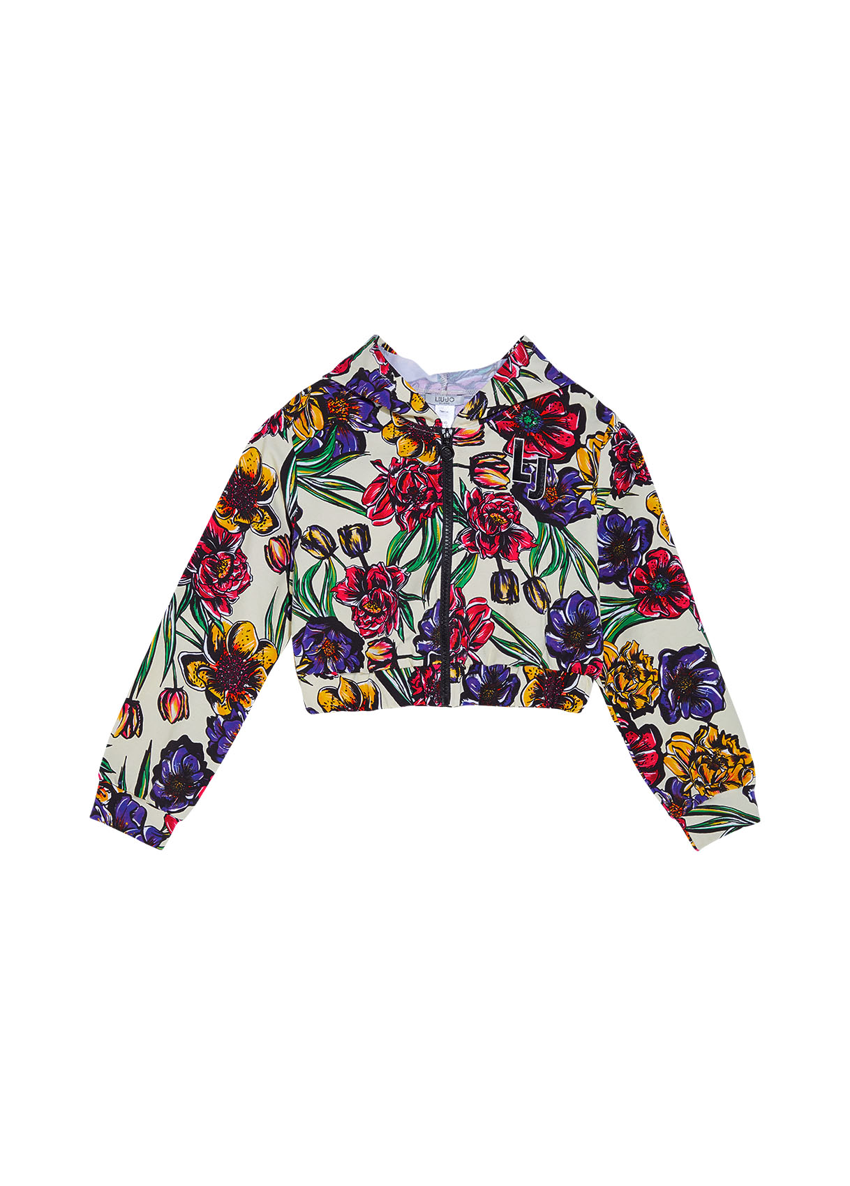 Liujo Cardigan En Molleton À Fleurs Avec Zip Et Capuche