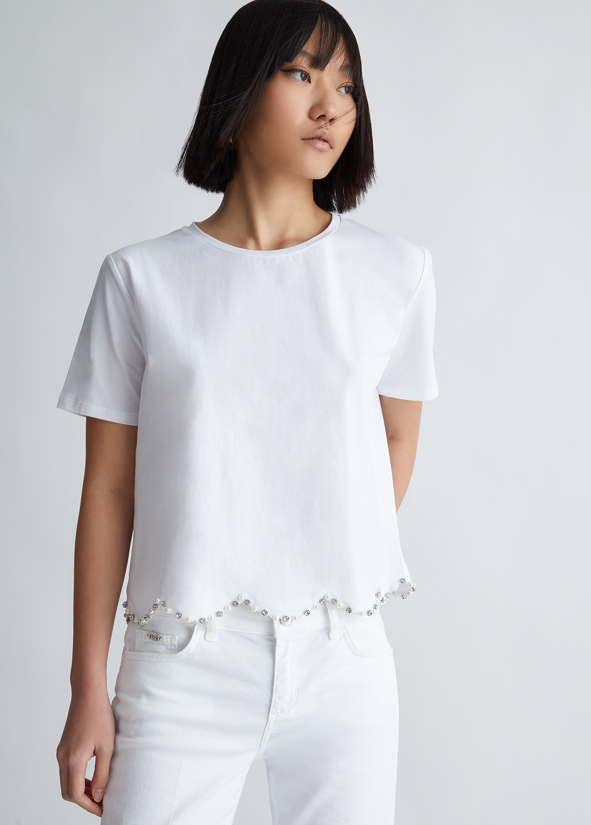 Liujo T-shirt Avec Perles Et Strass