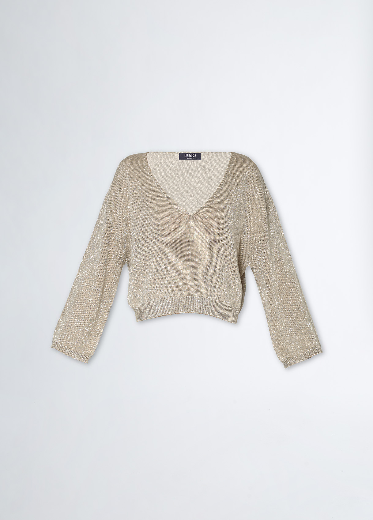Lurex®-Pullover mit V-Ausschnitt Farbe Hellgold | Liu Jo
