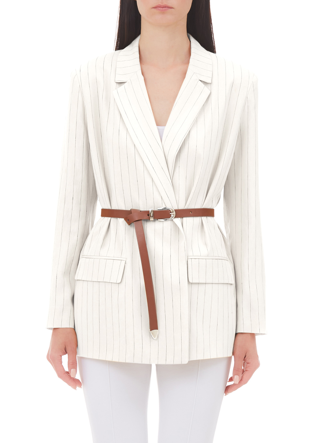 Liujo Veste Rayée En Lin Mélangé